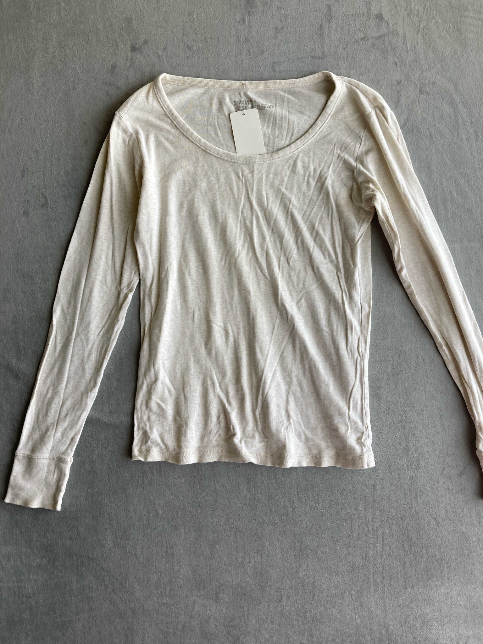 Mossimo Supply Co. Cream Knit Long Sleeve Scoop Neck Top