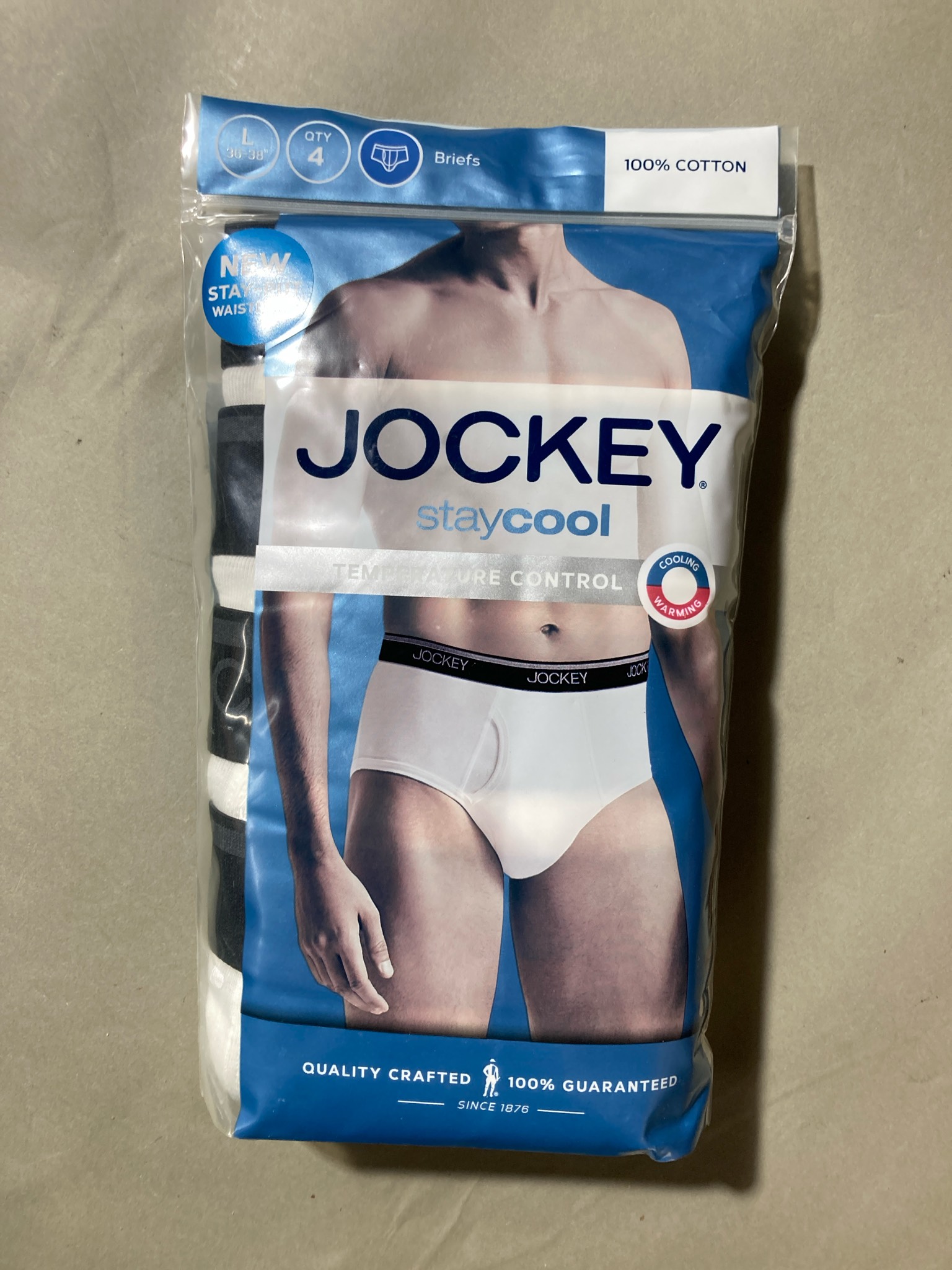 Jockey White Cotton Briefs 4-Pack Size Large