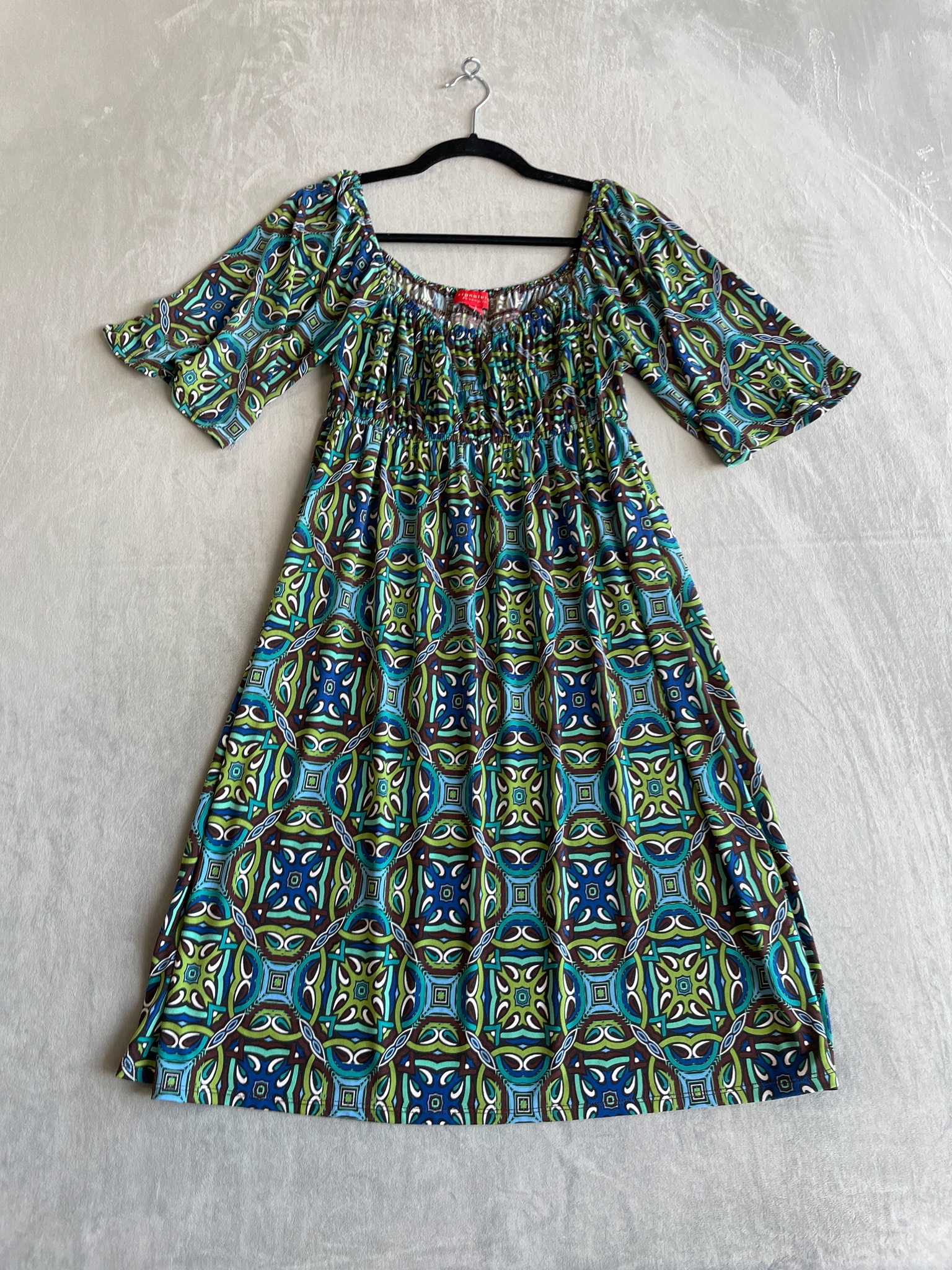 Signature by Sangria Teal Geometric Dress Size S