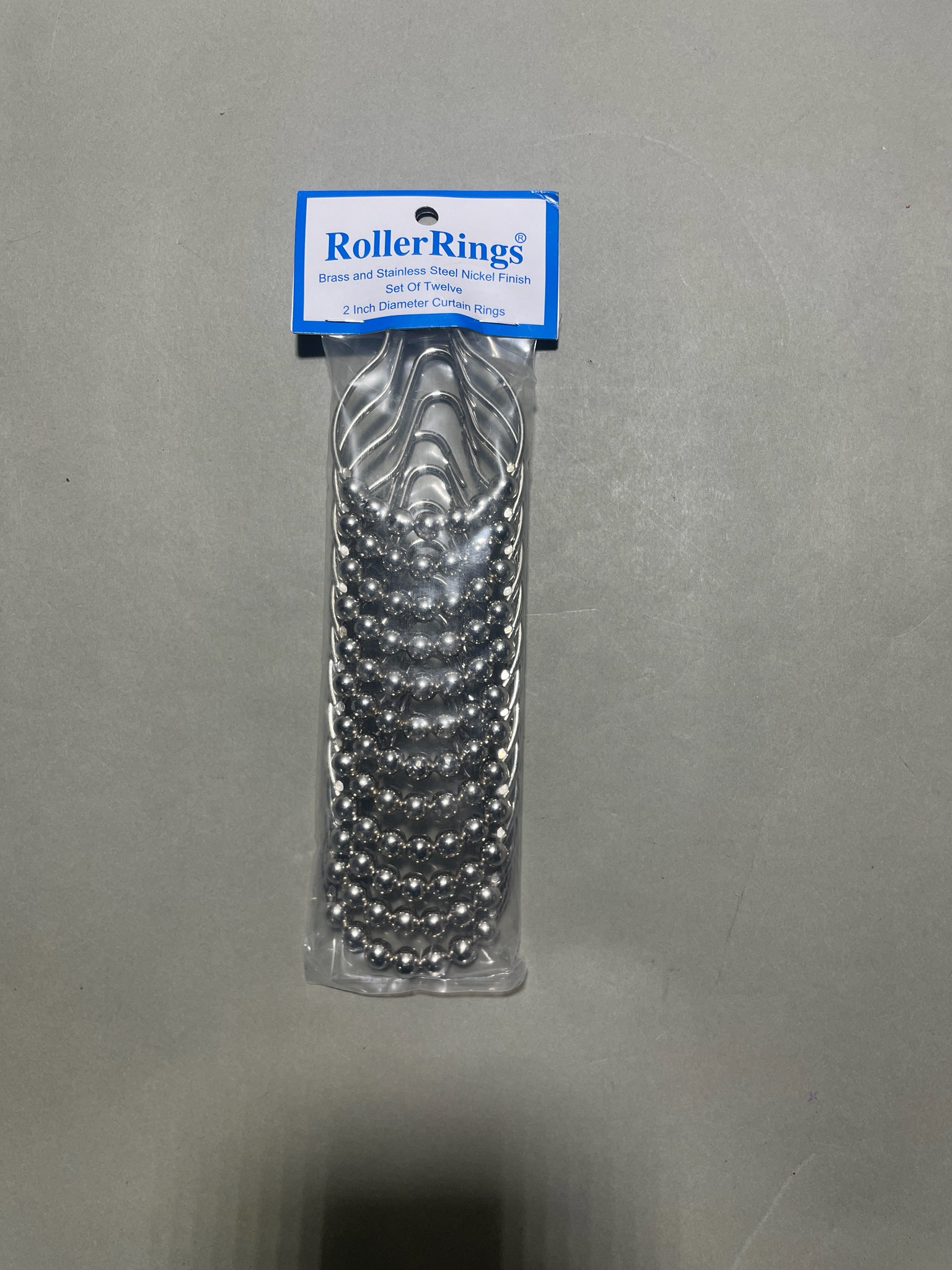RollerRings Silver Beaded Curtain Rings Size 2 Inch Diameter