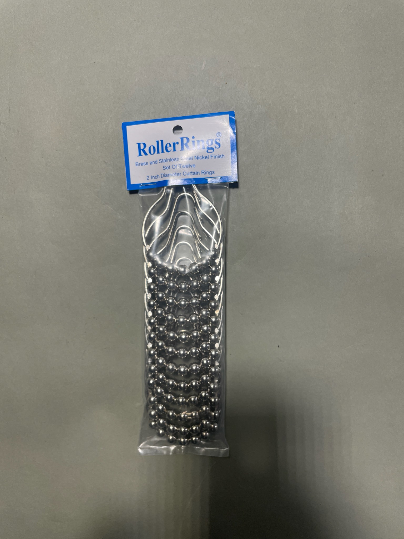 RollerRings Silver Roller Curtain Rings Size 2 Inch Diameter