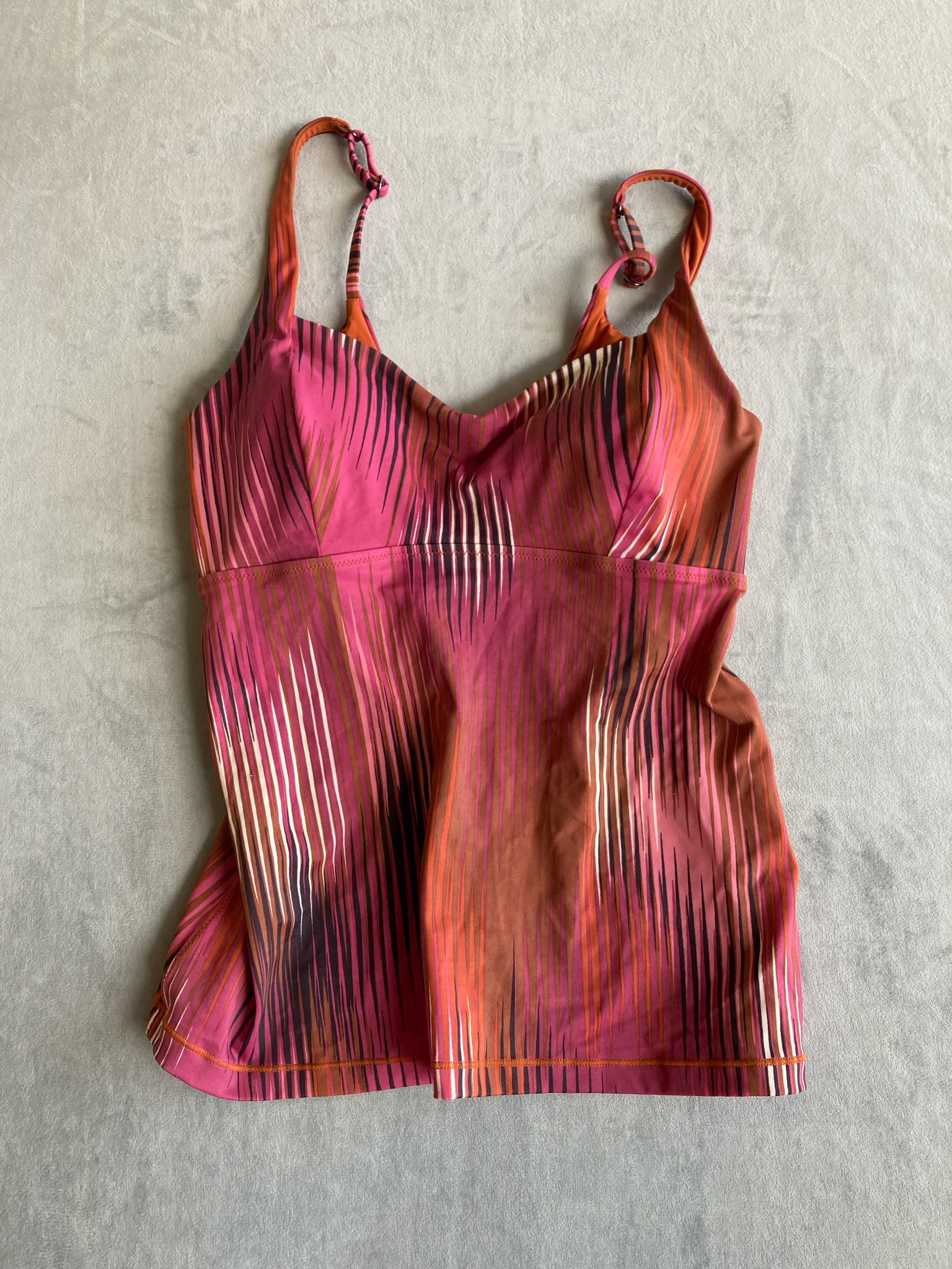 Athleta Pink Orange Brushstroke Stretch Tankini Top Size 36B/C