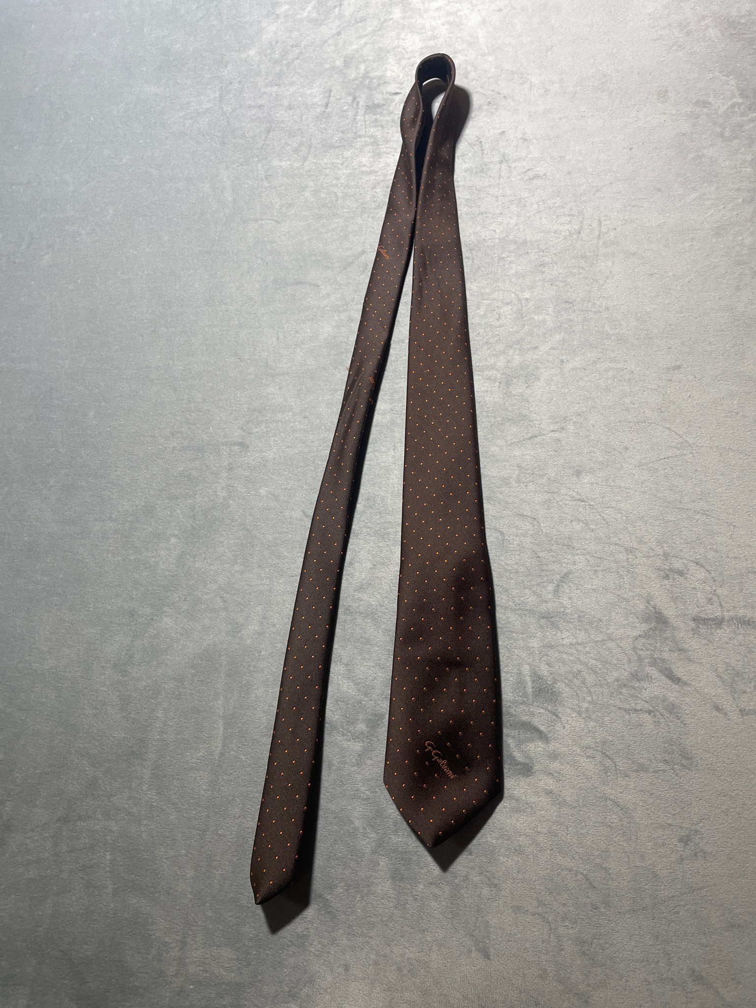 G. Galvani Dark Brown Polka Dot Necktie