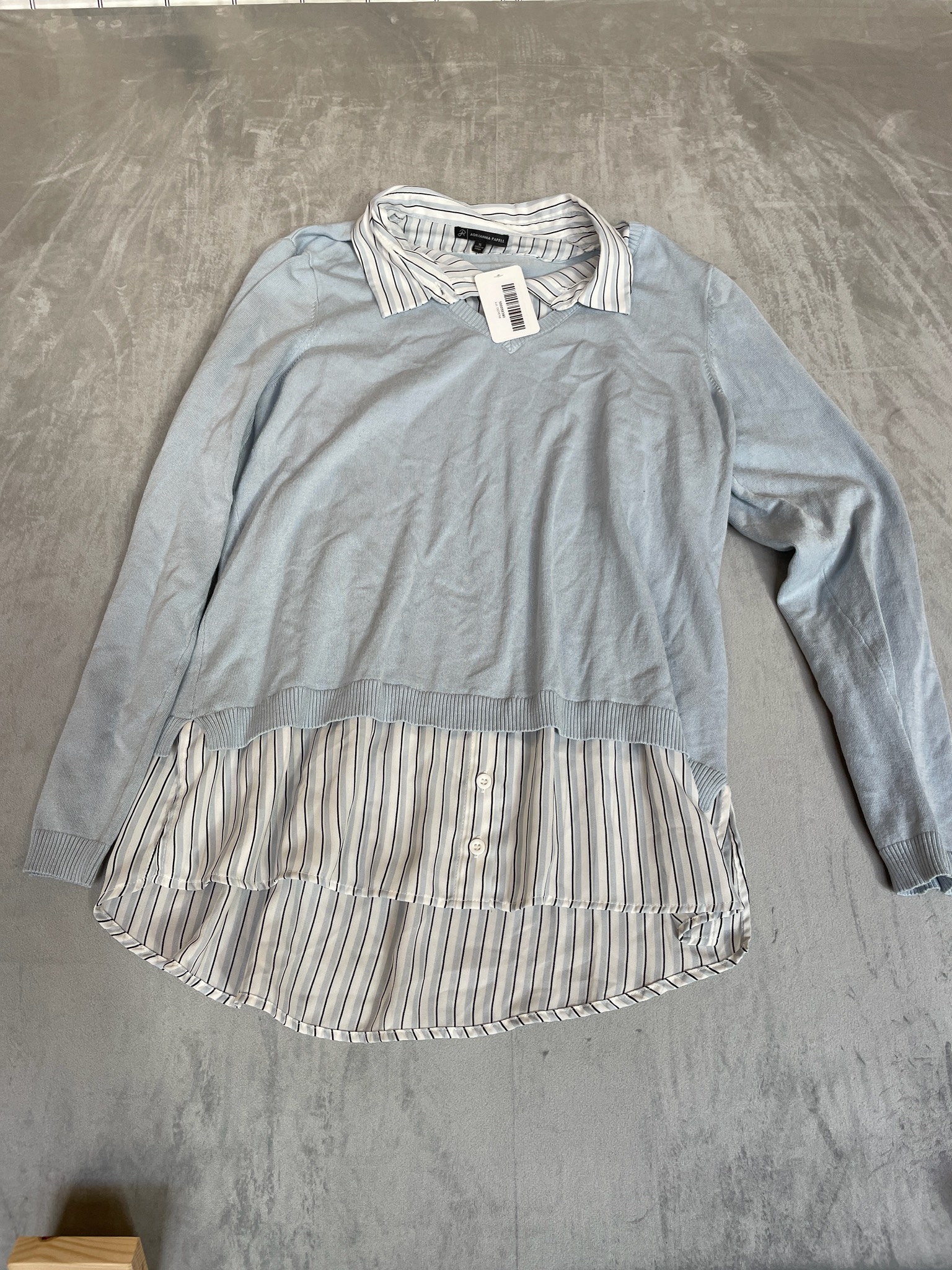 Adrianna Papell Light Blue Knit Layered Sweater Size XL