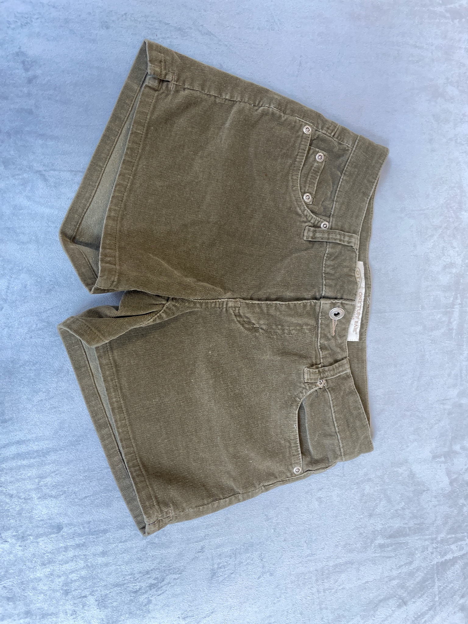 One Tuff Babe Olive Corduroy Shorts