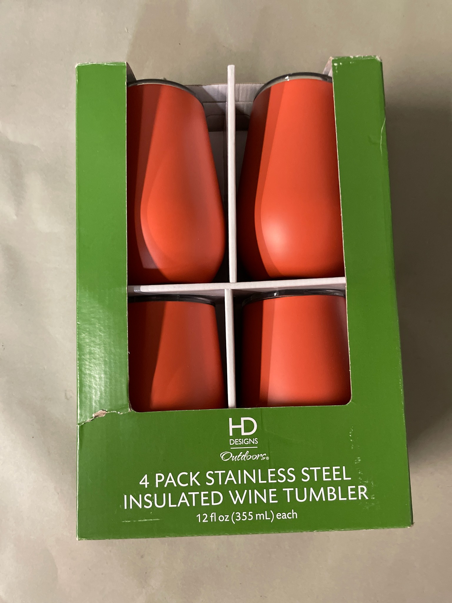 HD Designs Matte Orange 4-Pack Wine Tumblers Size 12 fl oz (355 mL)