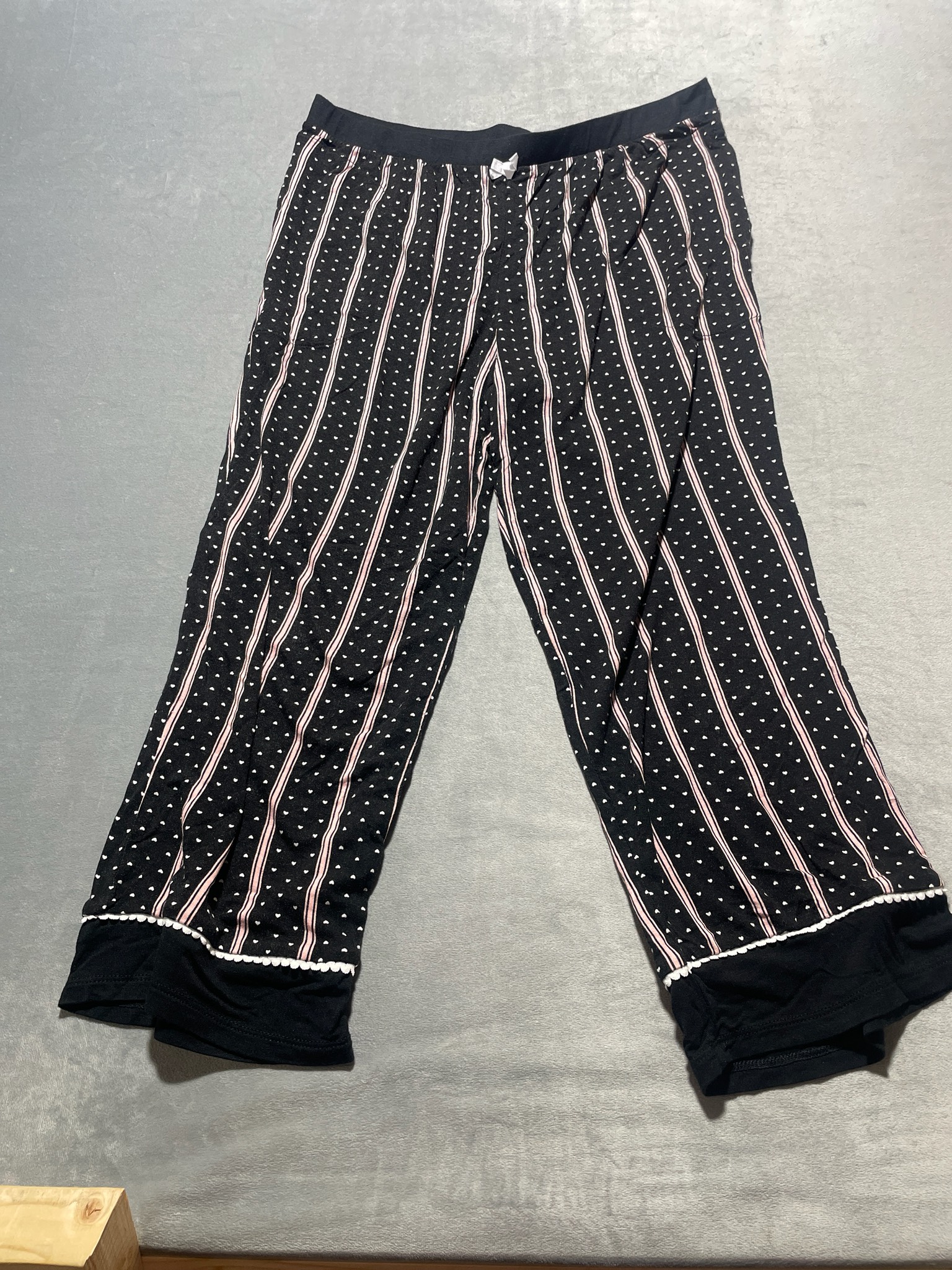 Simply Vera Vera Wang Black Striped Rayon-Spandex Pajama Pants Size Small