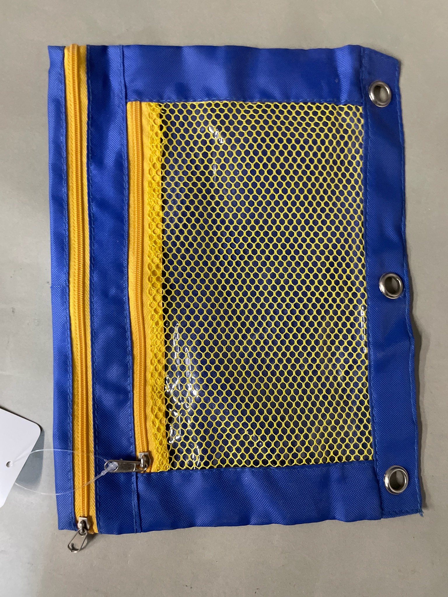 Blue Mesh Front Zippered Pouch