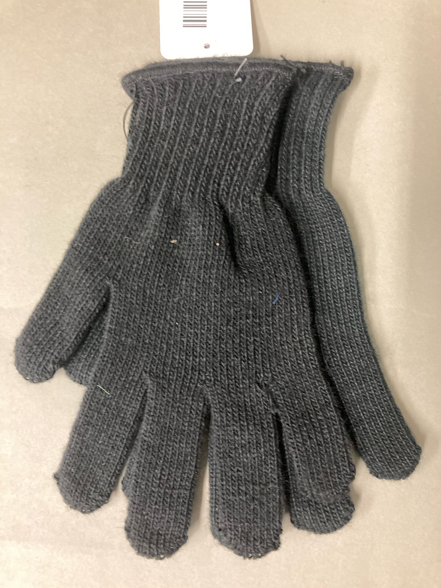 Dark Charcoal Gray Ribbed Knit Gloves