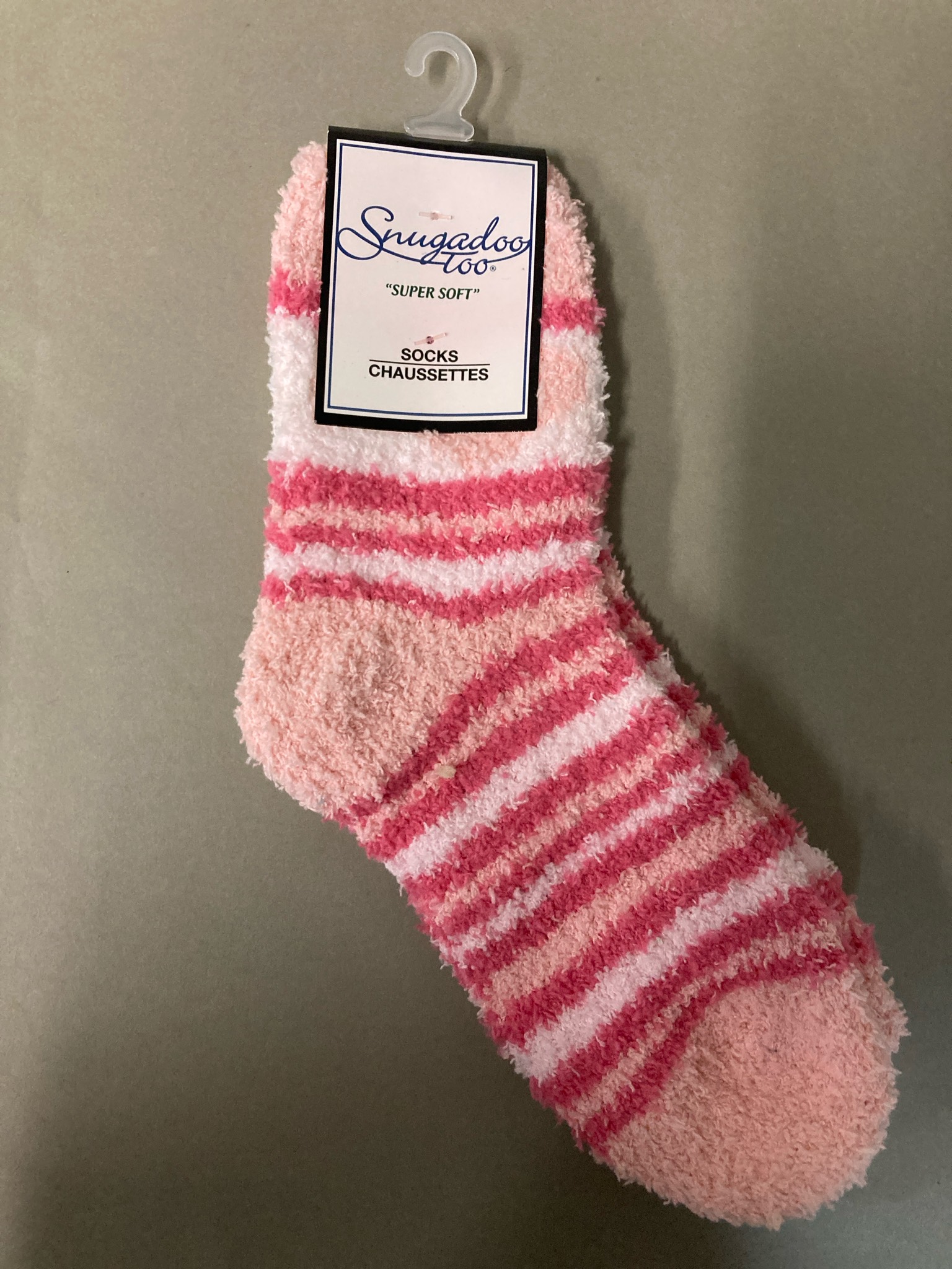 Snugadoo Too Pink Striped Polyester Plush Socks