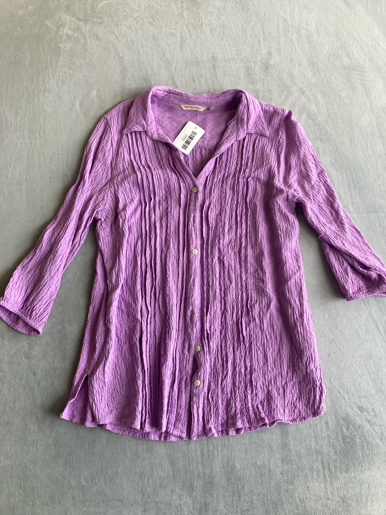 Soft Surroundings Lavender Crinkled Woven Tunic Size XL