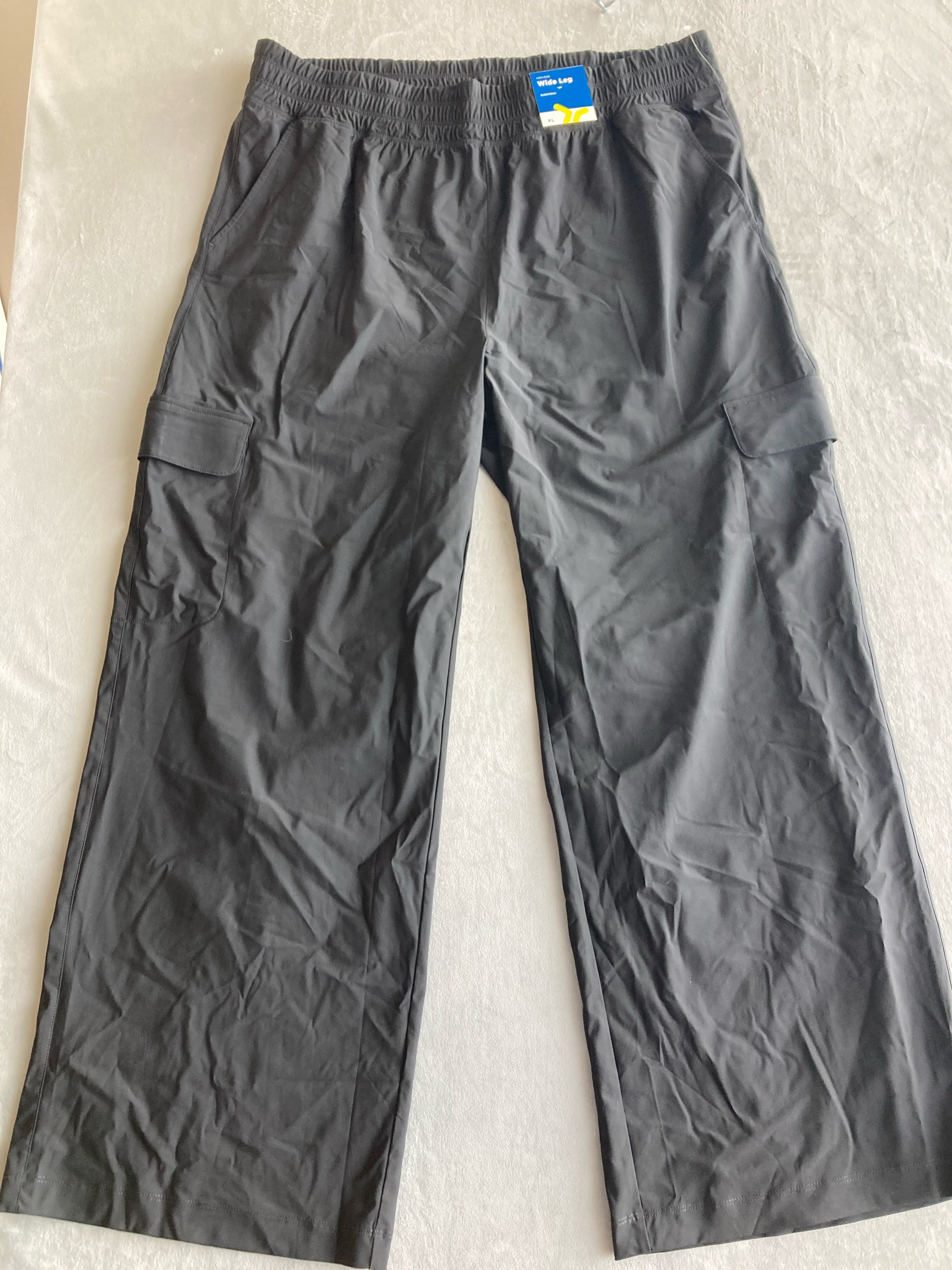 SLEEK TECH Black Synthetic Wide Leg Cargo Pants Size XL