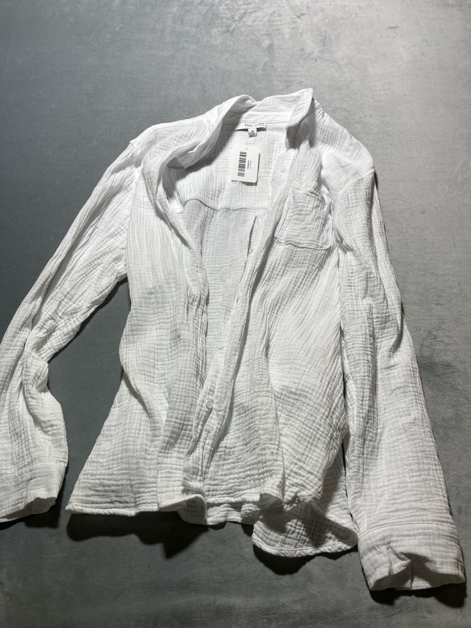 Anne Klein White Gauze Button-Front Shirt Size XL