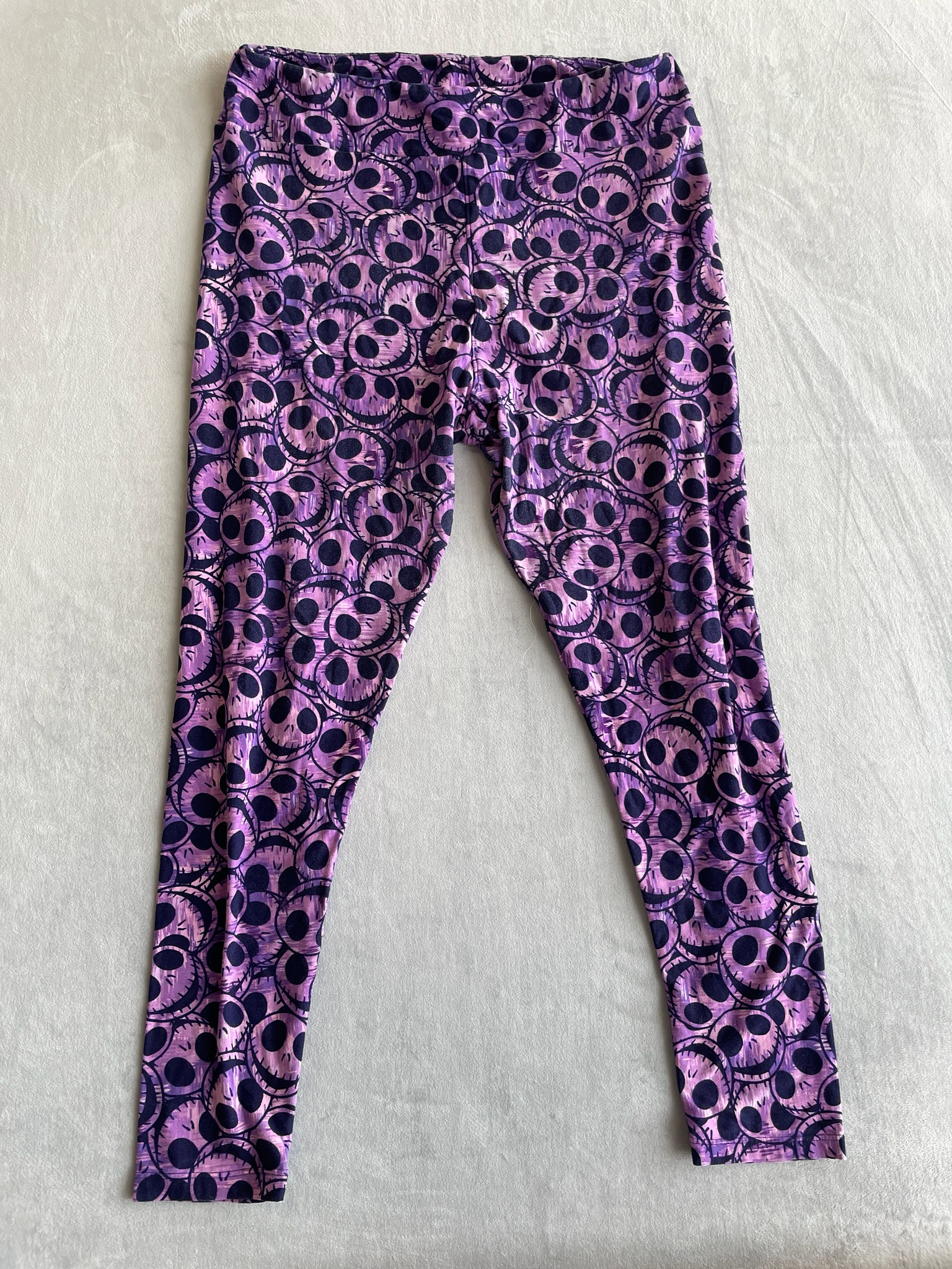 LuLaRoe Purple Skull Print Stretch Knit Leggings Size TC2