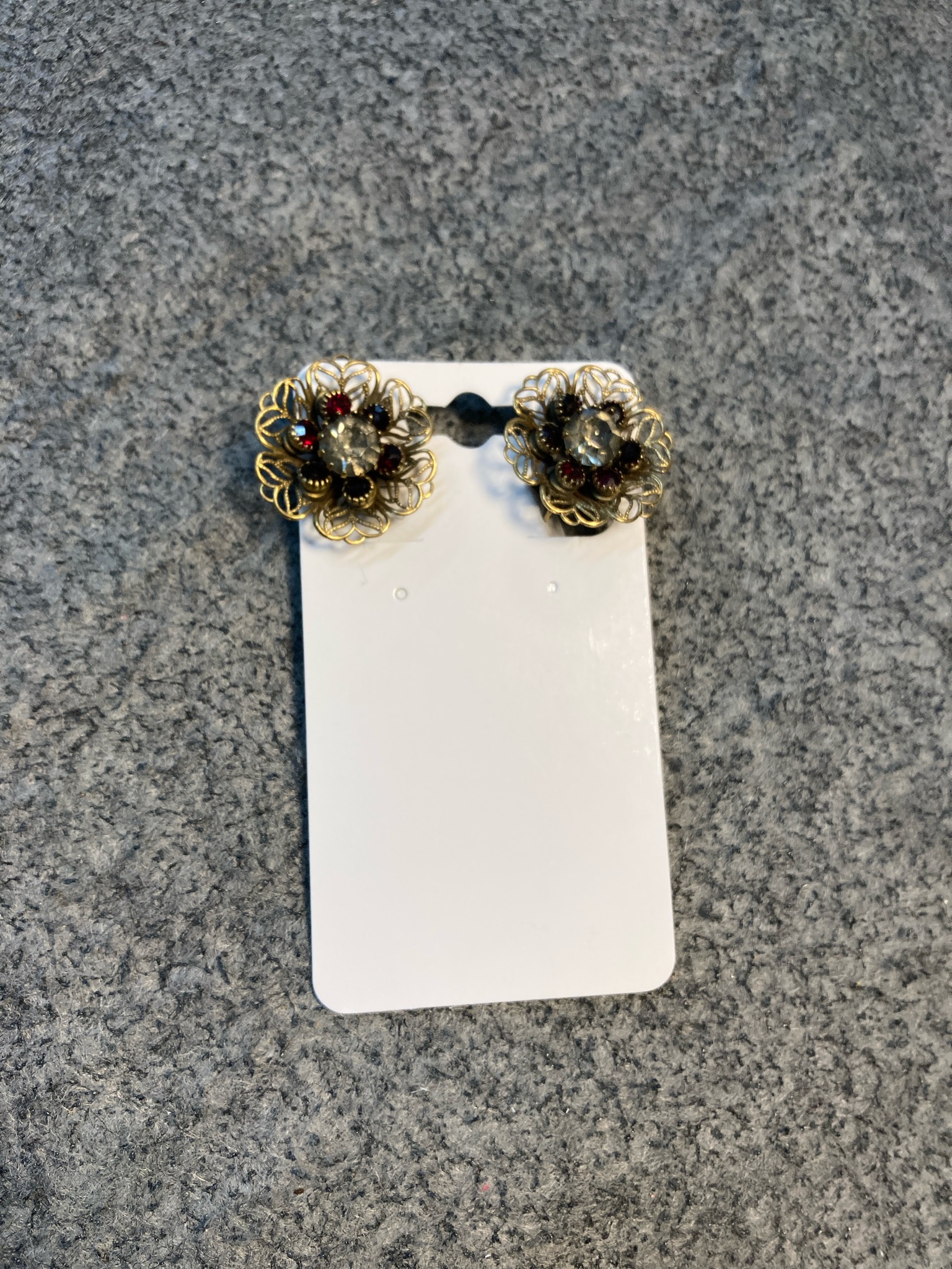 Vintage Coro Gold Tone Filigree Flower Earrings