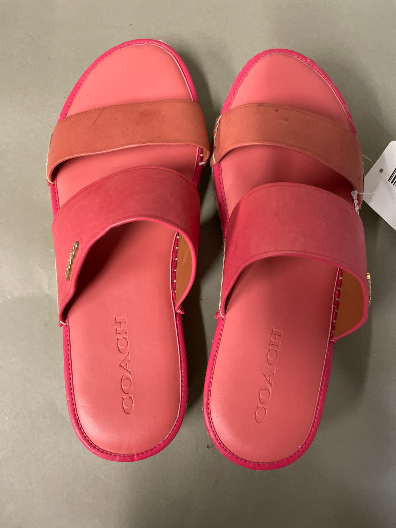 Coach Coral Pink Espadrille Slide Sandals Size Size 8