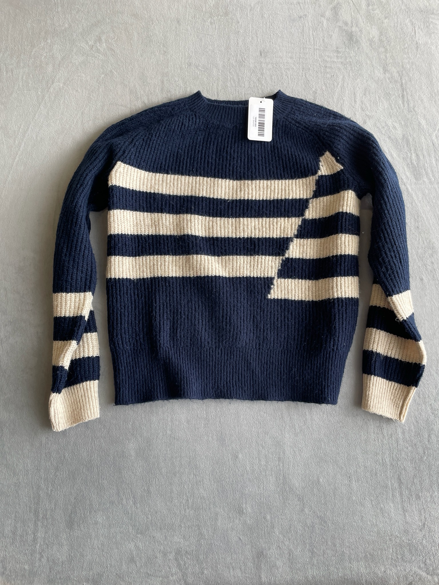 M&S Collection Navy and Cream Striped Knit Sweater Size XS