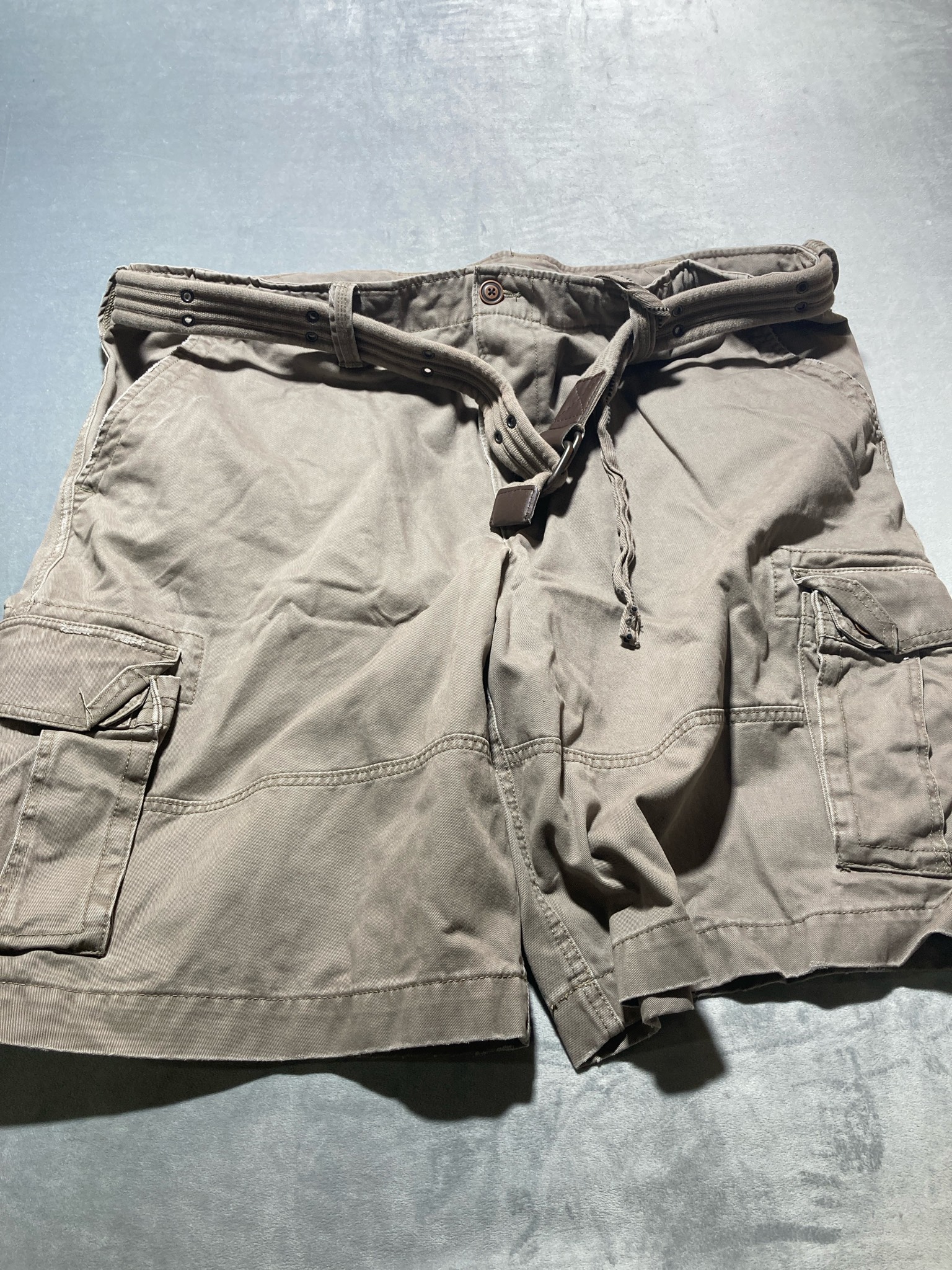 Society of one gray cotton cargo shorts with belt size 50