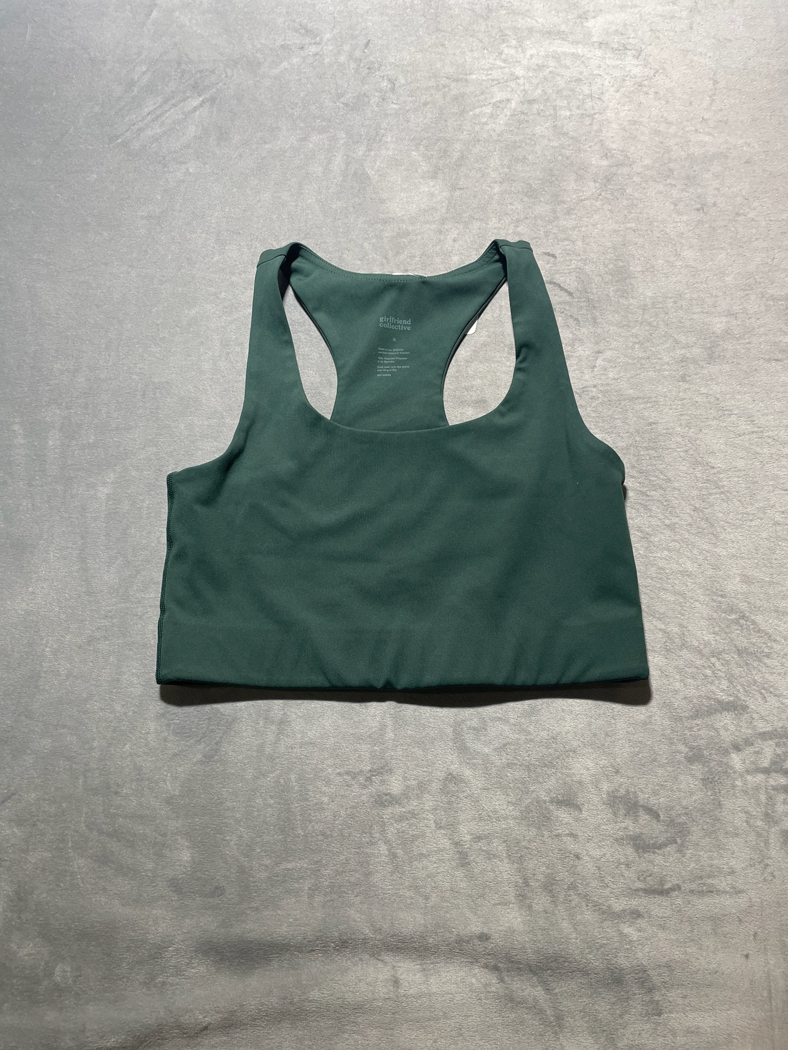 Girlfriend Collective Forest Green Recycled Polyester Spandex Racerback Tank Size Small