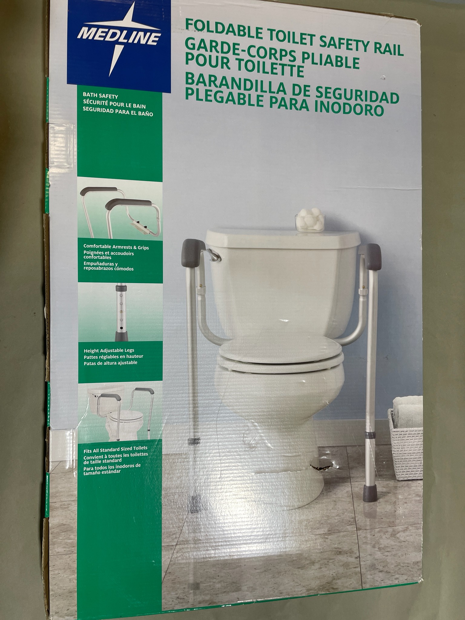 Medline Silver Foldable Toilet Safety Rail