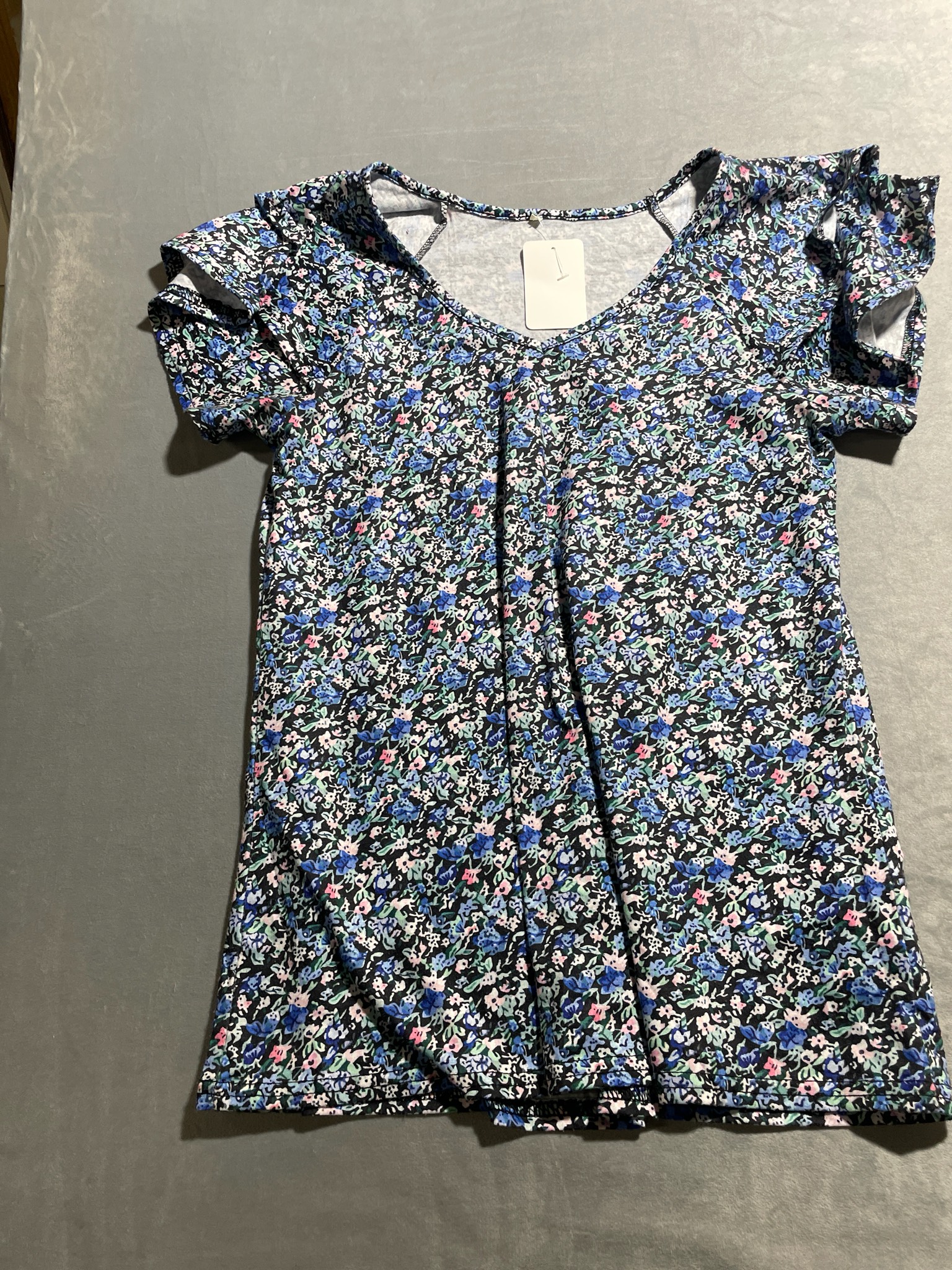 Black Ditsy Floral Knit Top