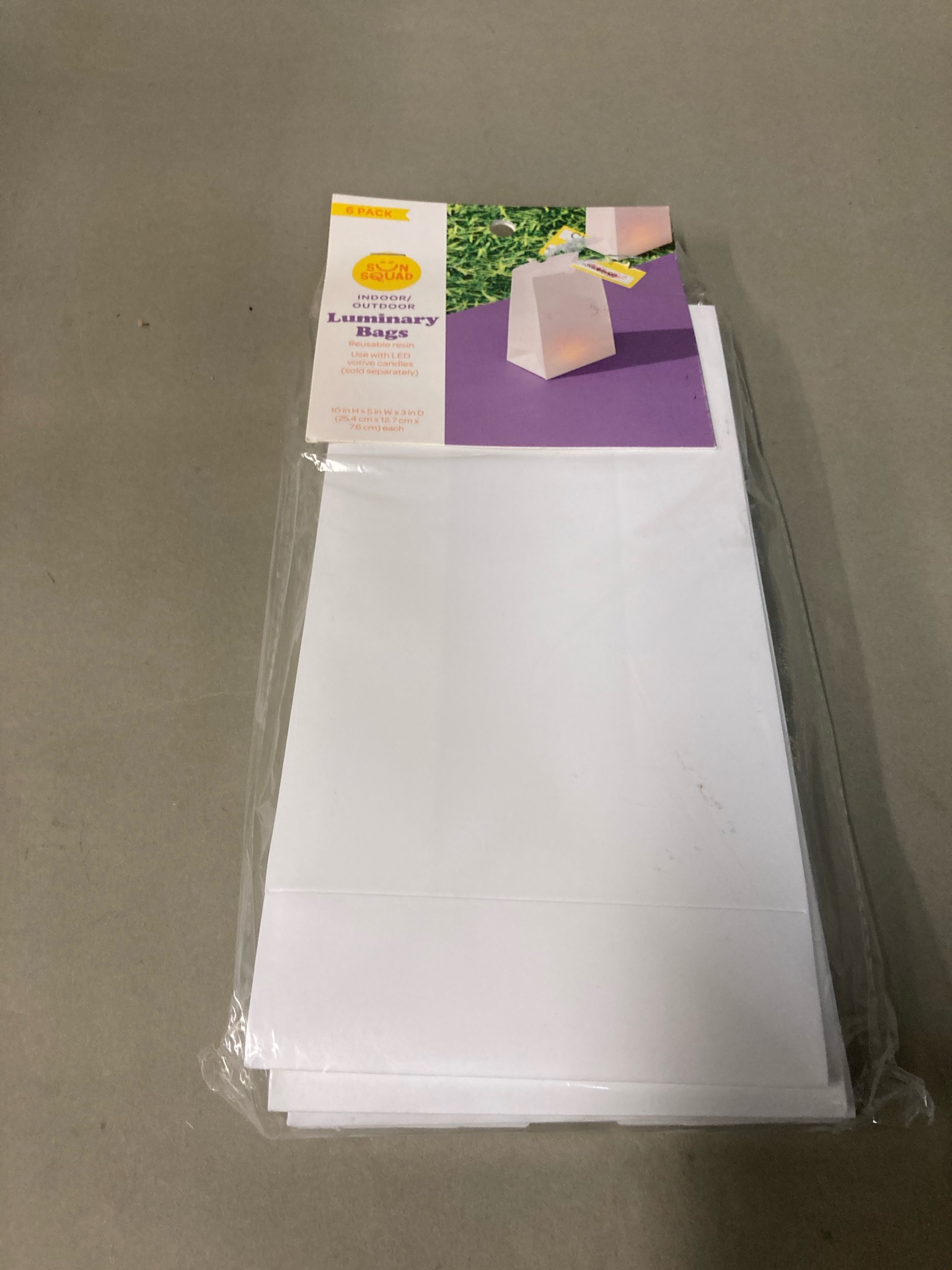 Sun Squad White 6 Pack Luminary Bags Size 10 in H x 5 in W x 3 in D
