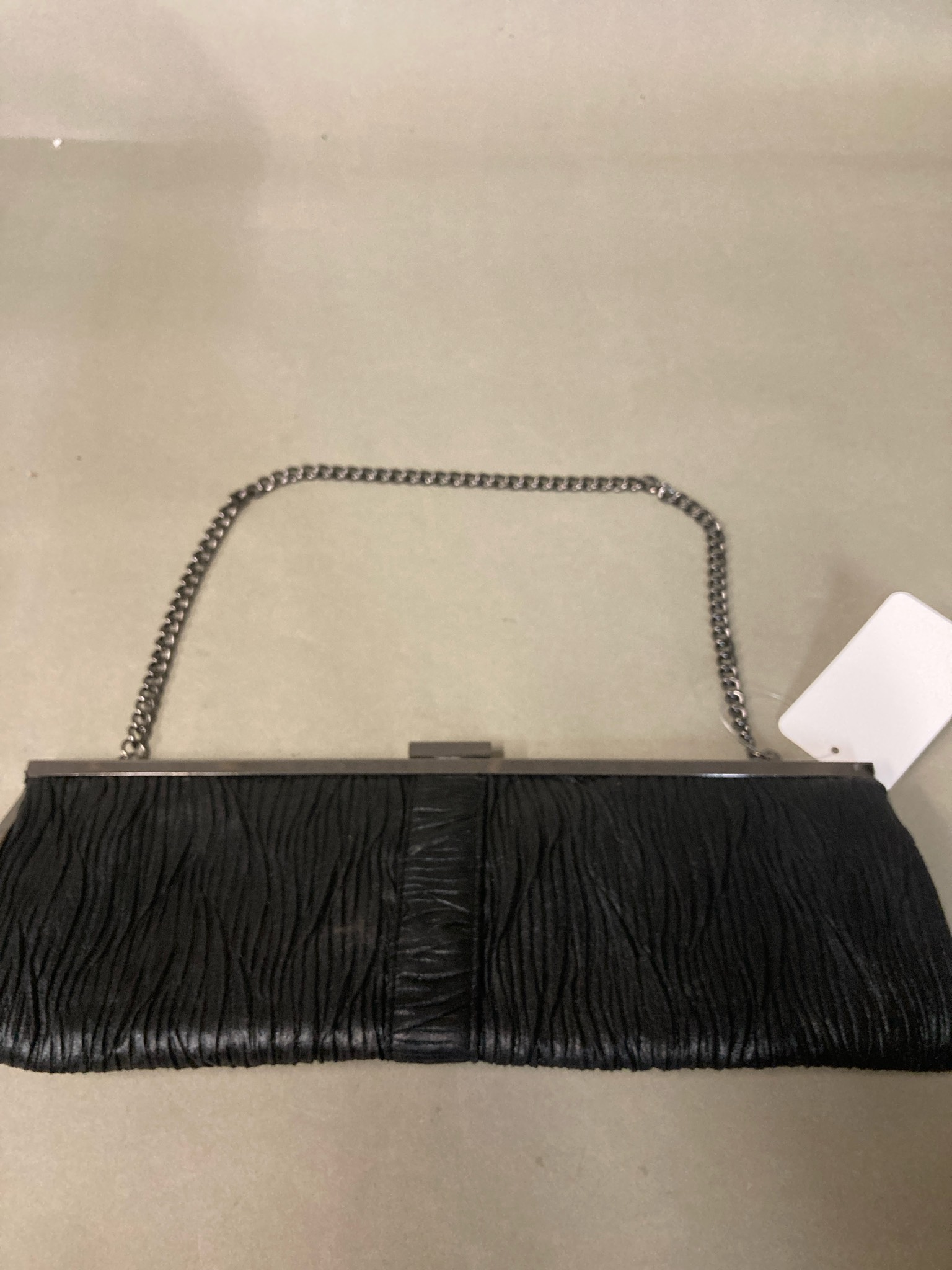 Black Ruched Chain Strap Clutch