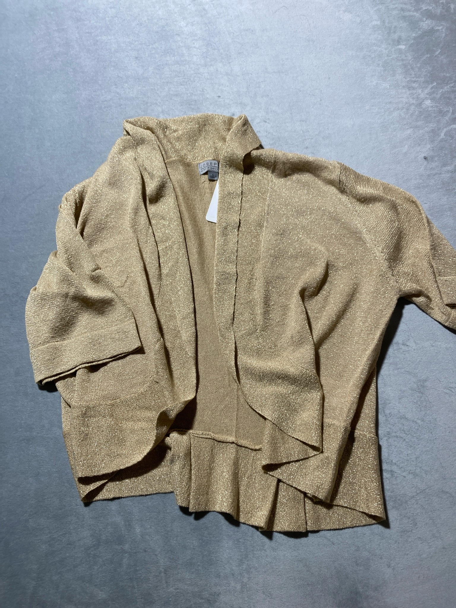 JOSEPH Gold Metallic Knit Cardigan Size L
