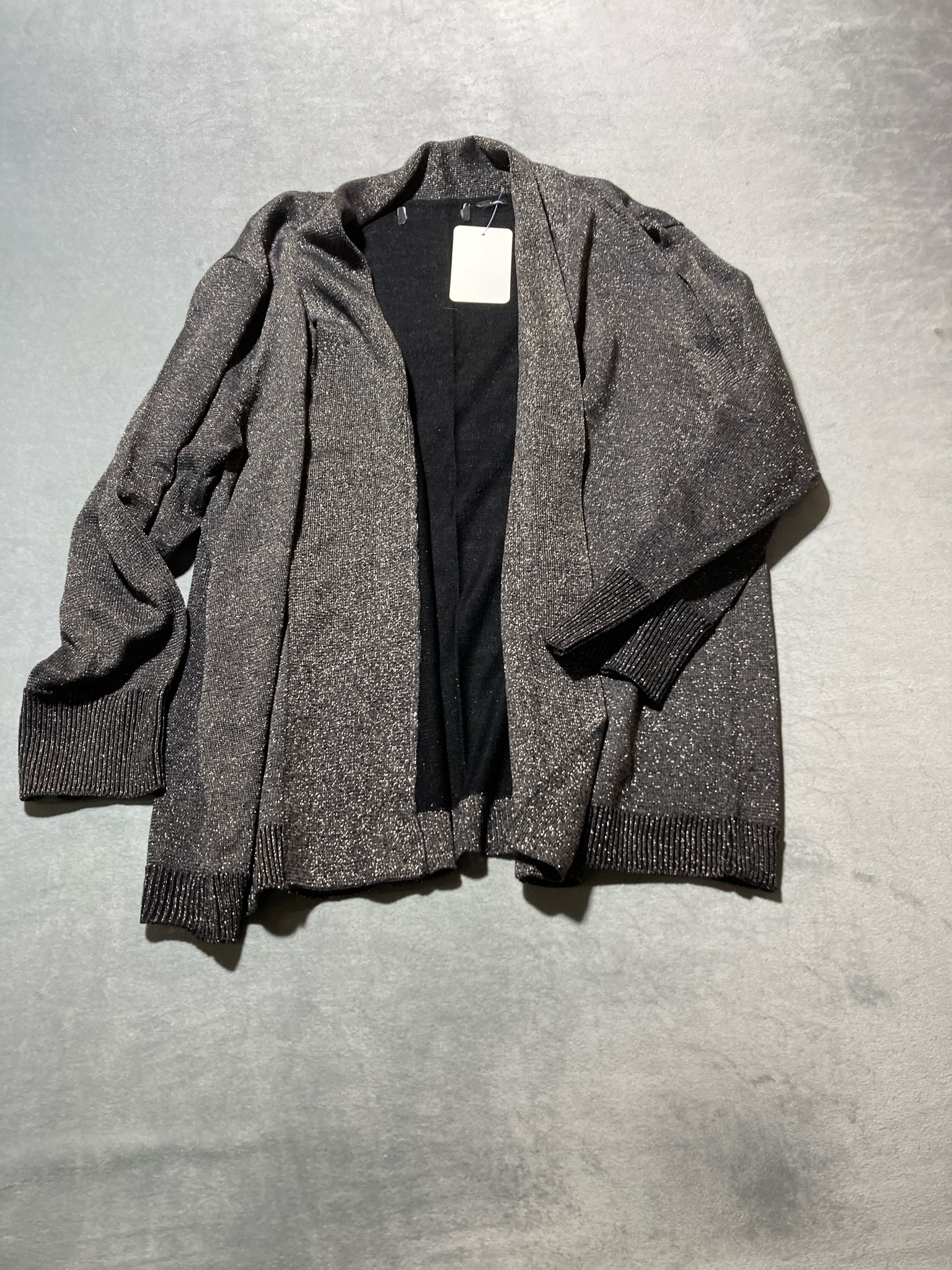 Charcoal Metallic Knit Cardigan