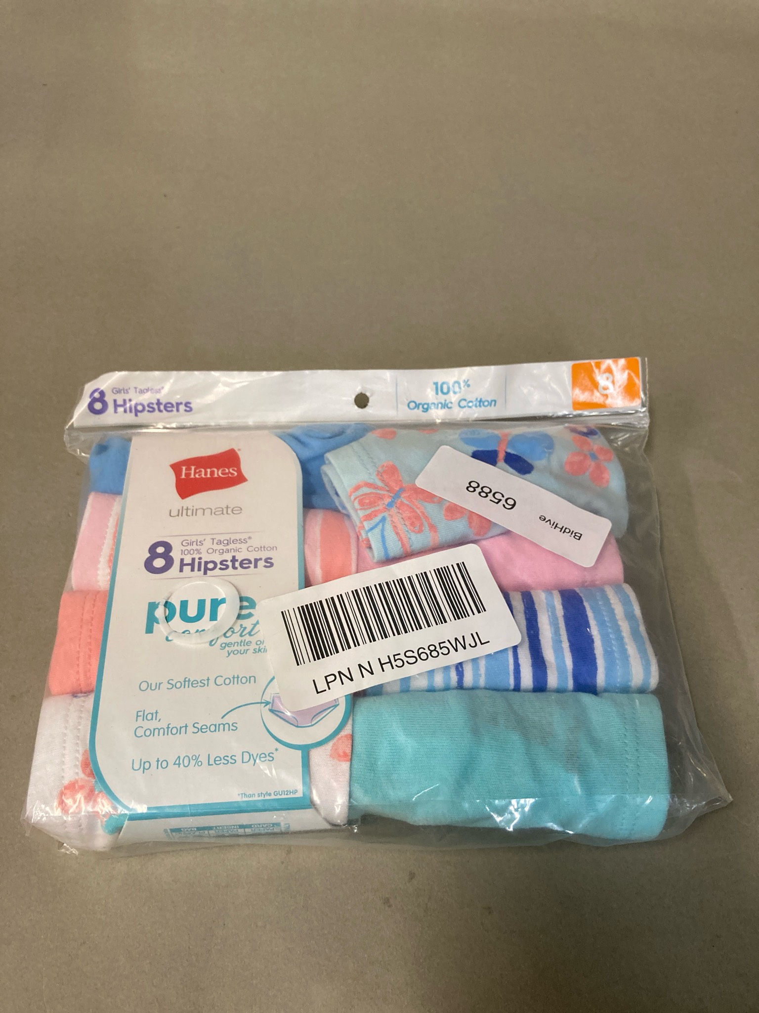 Hanes Pastel Organic Cotton Hipster Underwear pack Size Size 8 NWT