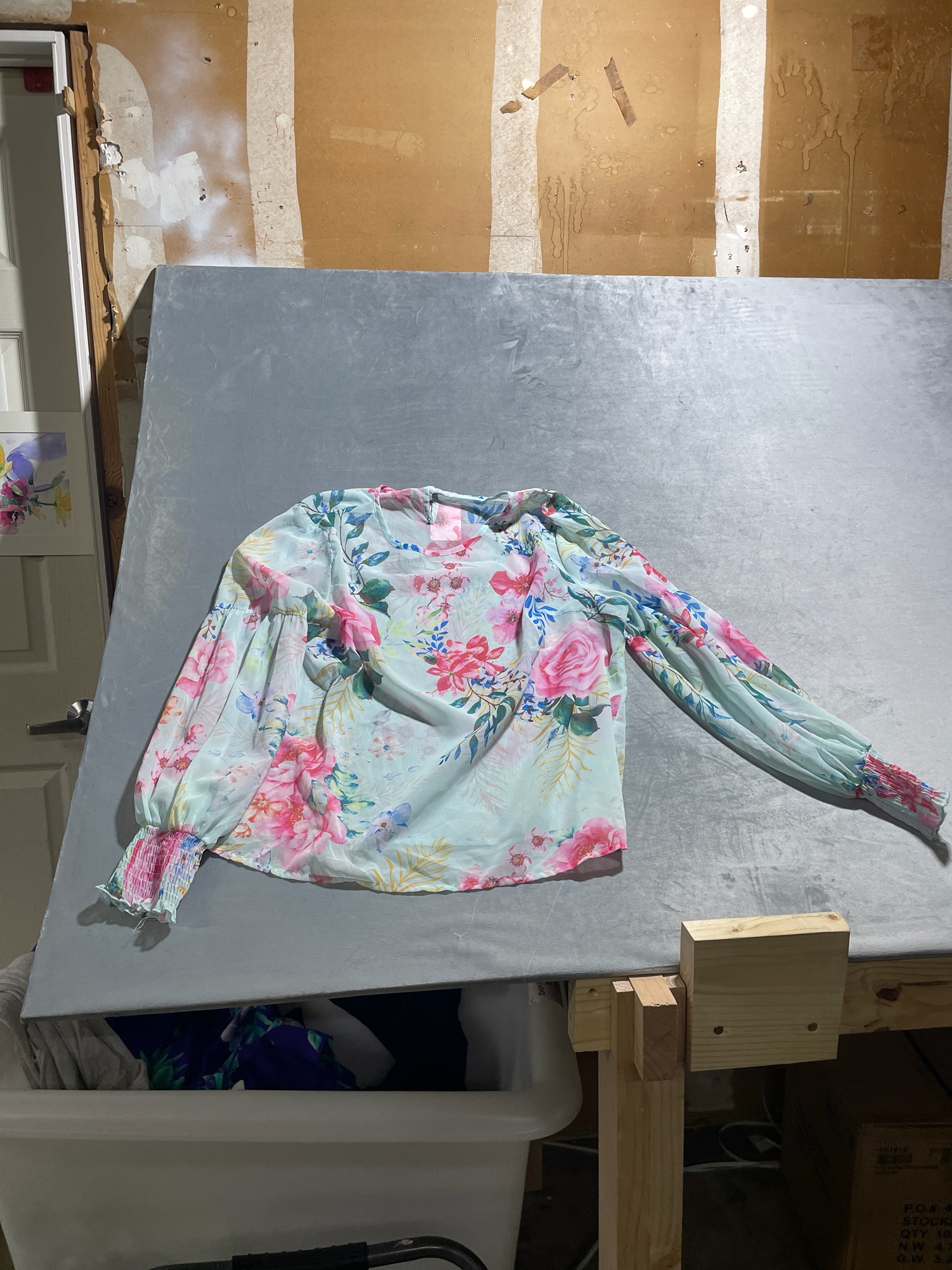 Mint Floral Chiffon-Like Blouse