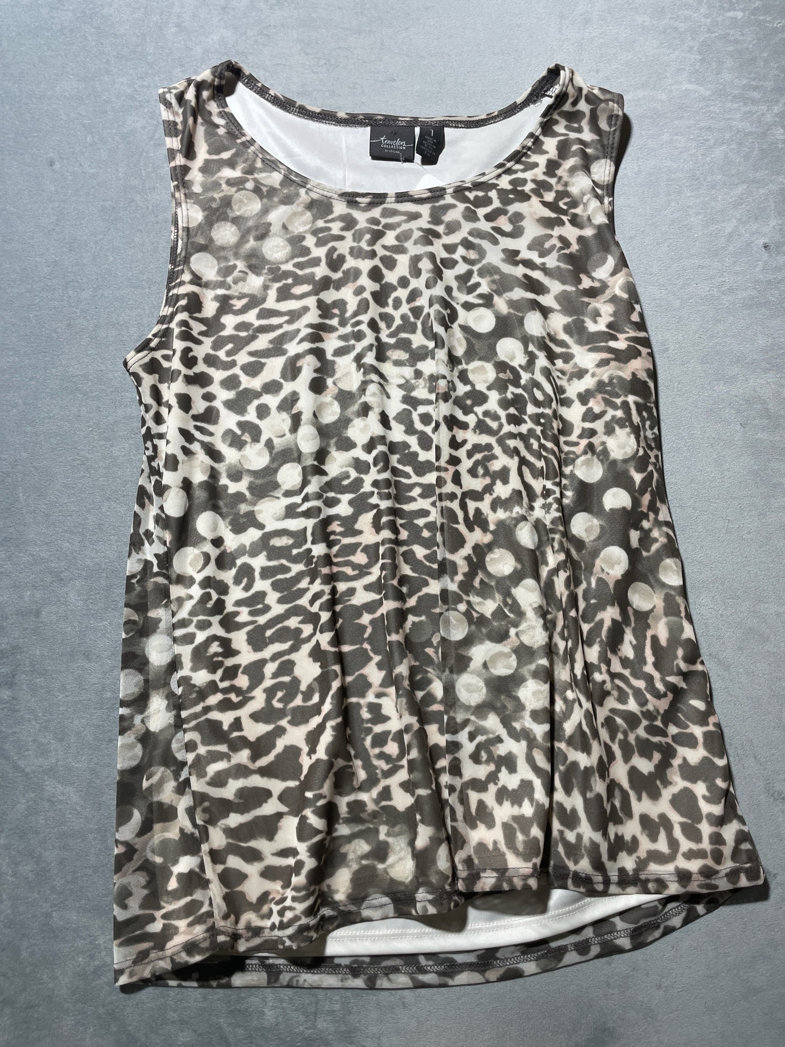 Chico's Gray Animal Print Polyester Tank Size 1