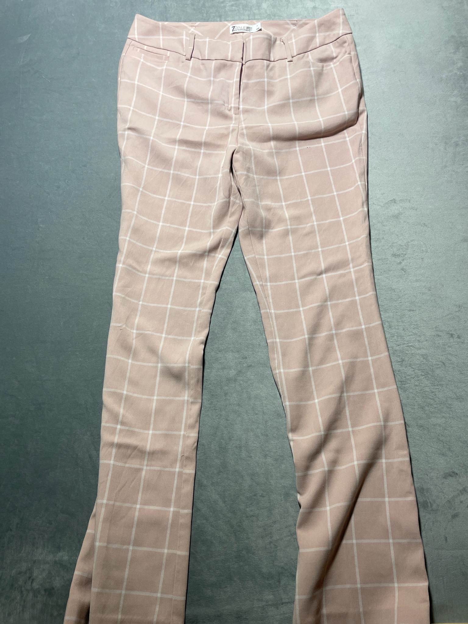 New York & Company Blush Windowpane Polyester Blend Dress Pants Size Size 12