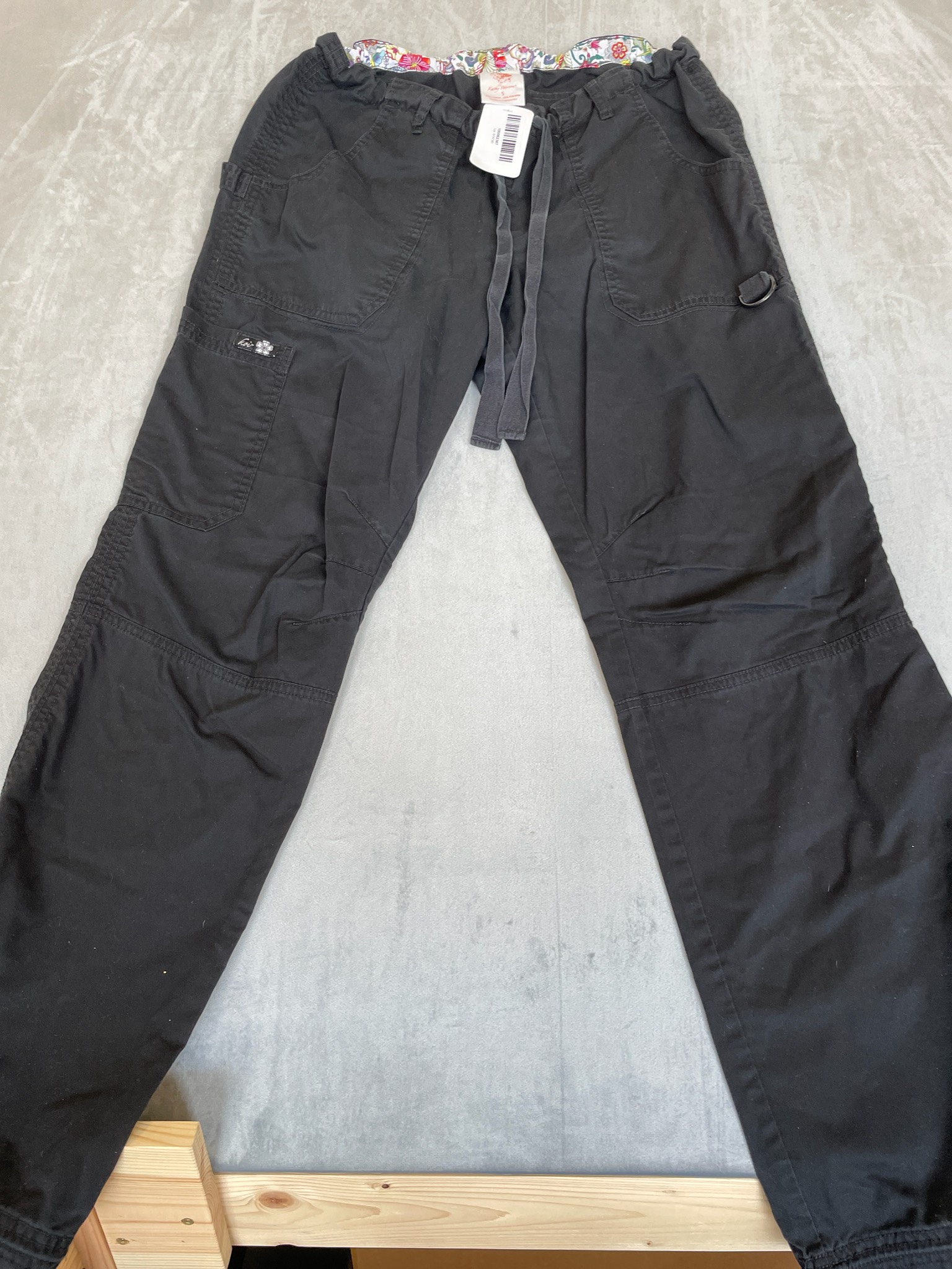 Kathy Peterson Black Cotton-Polyester Cargo Pants Size S