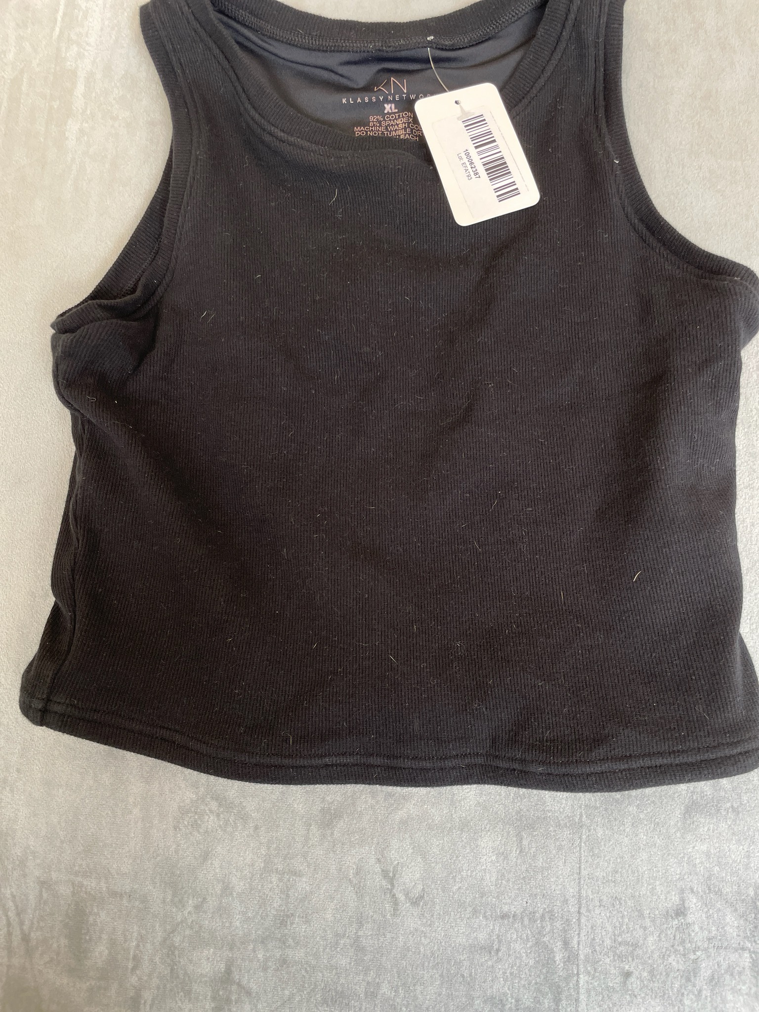 Klassy Network Black Ribbed Tank Top Size XL