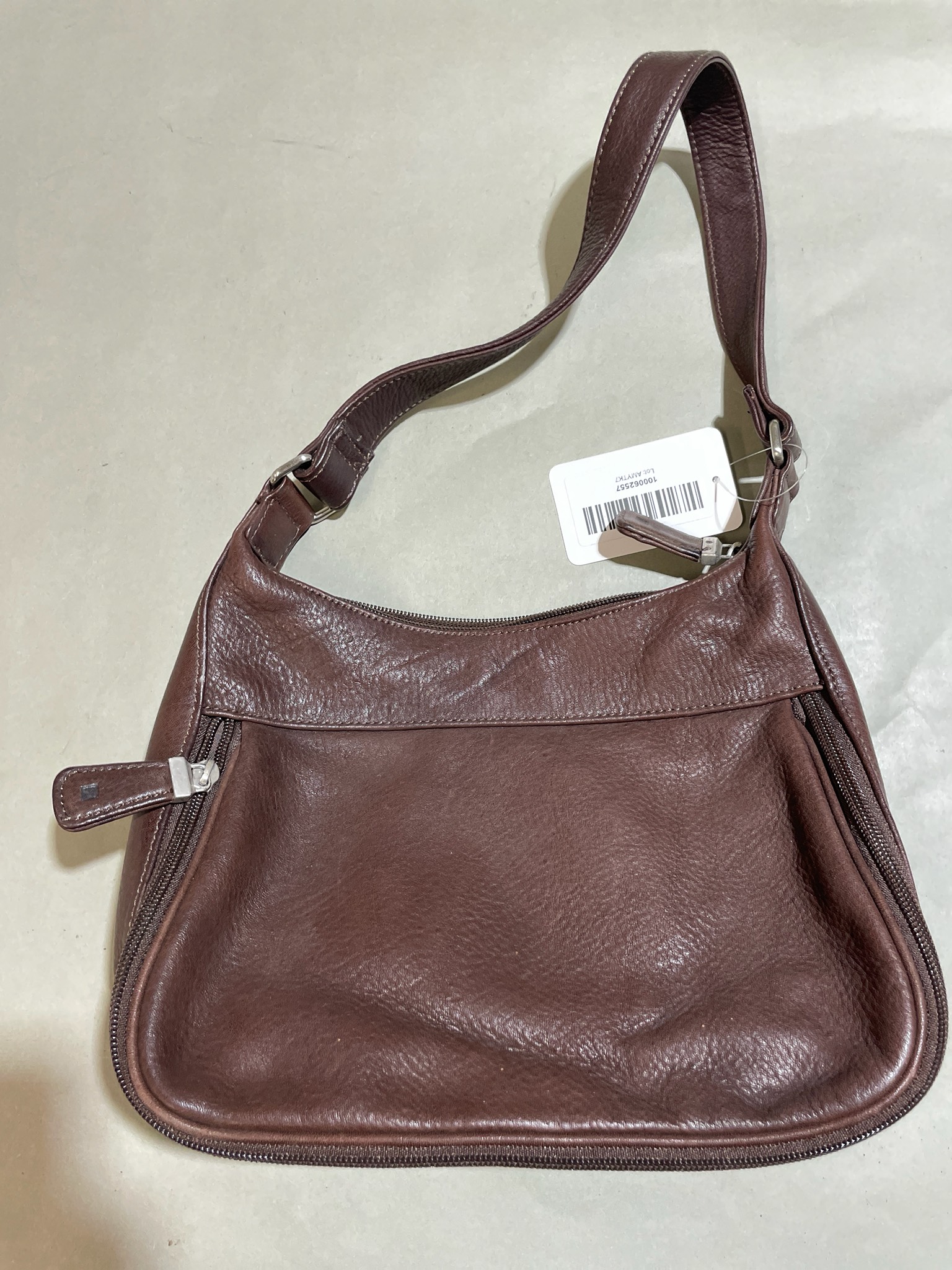 Dark Brown Pebbled Leather Shoulder Bag