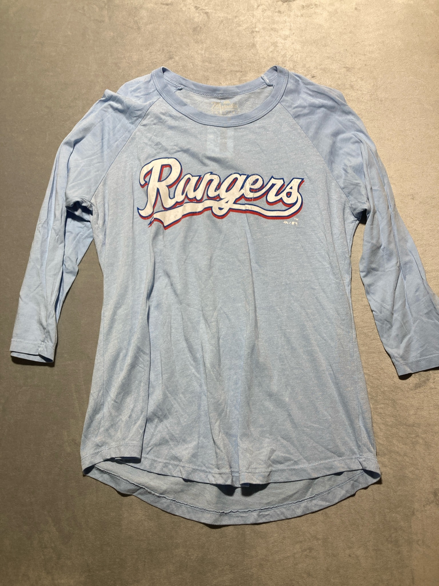 Majestic Light Blue Jersey Raglan Long-Sleeve T-Shirt Size Large