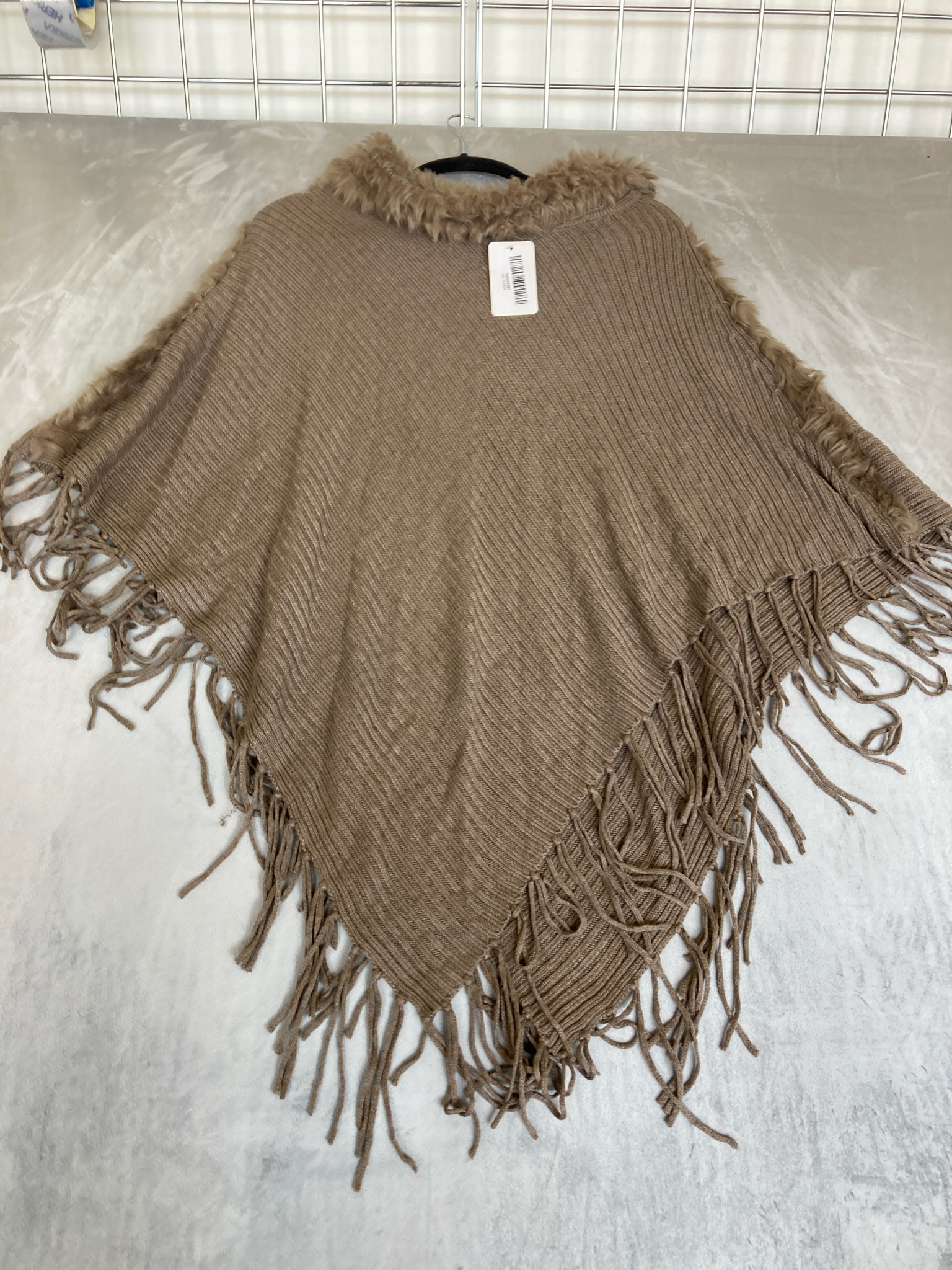 Chico's Taupe Ribbed Knit Poncho Size OS