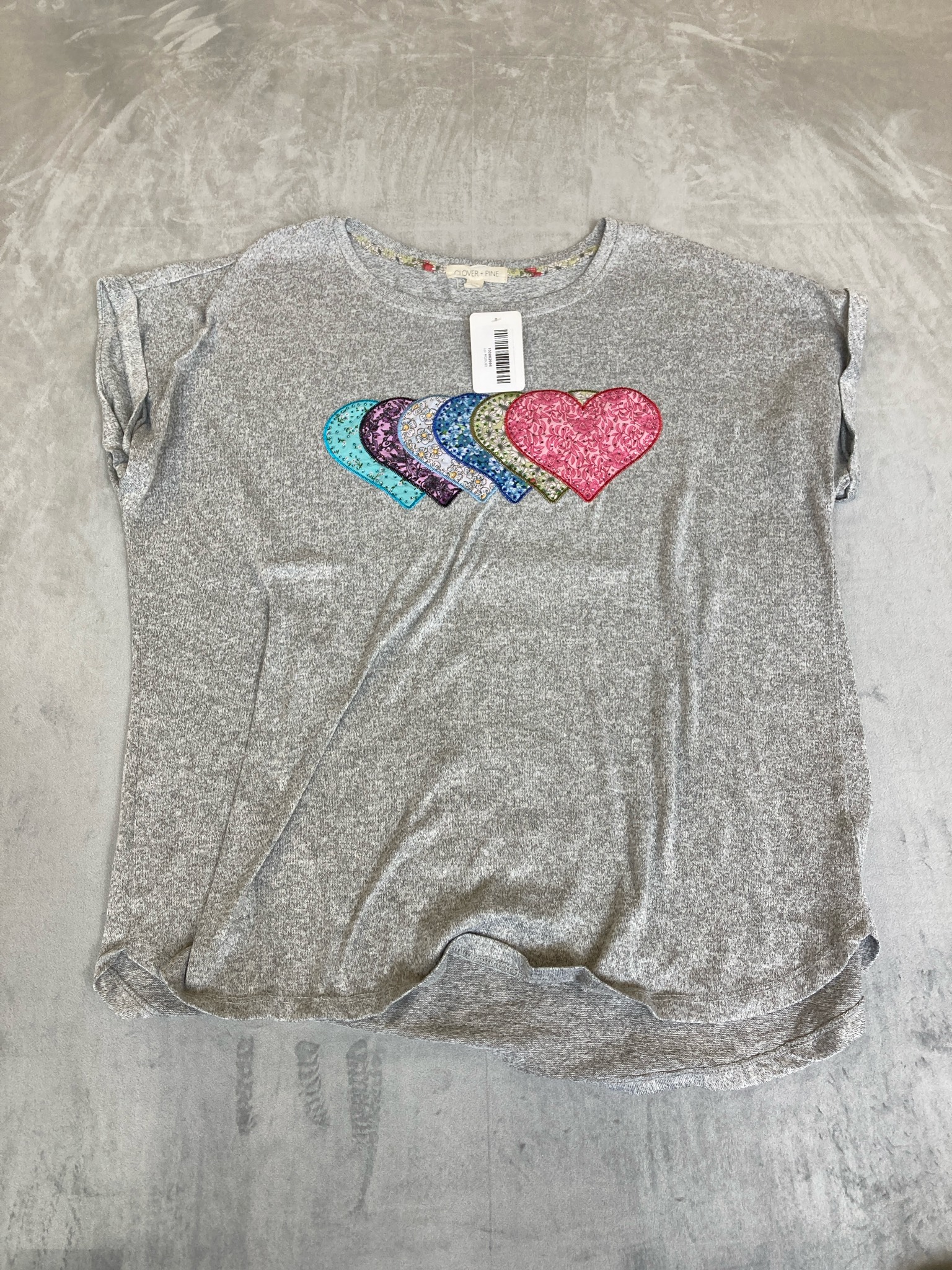 Clover + Pine Heather Light Gray Knit Short-Sleeve Top Size XXL