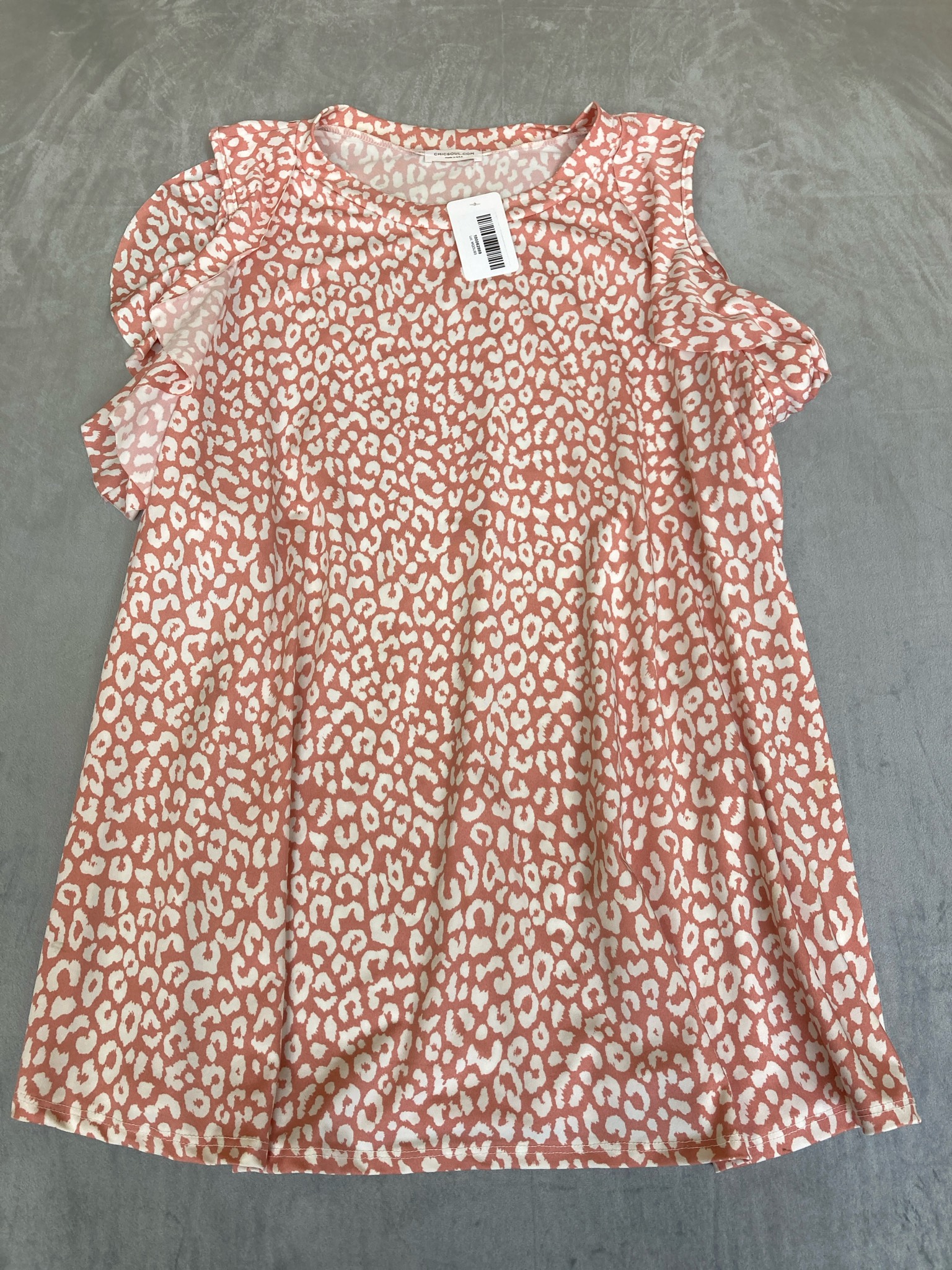 ChicSoul Coral Animal Print Polyester Blend Sleeveless Top Size 2XL
