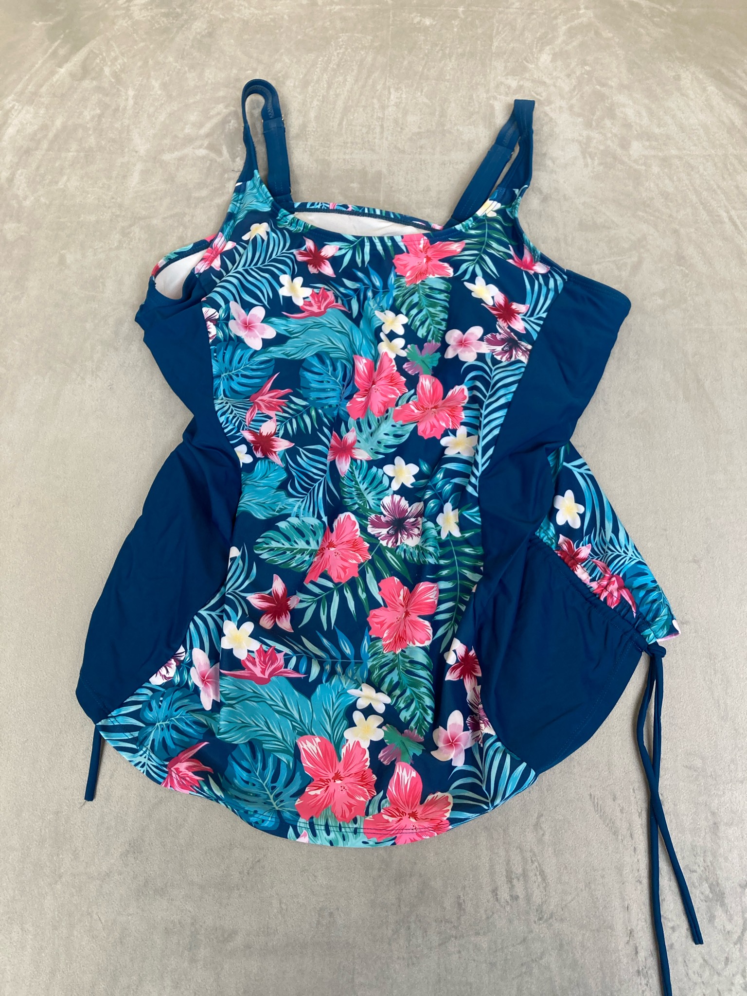 BLOOMCHIC Teal Floral Polyester Swimdress