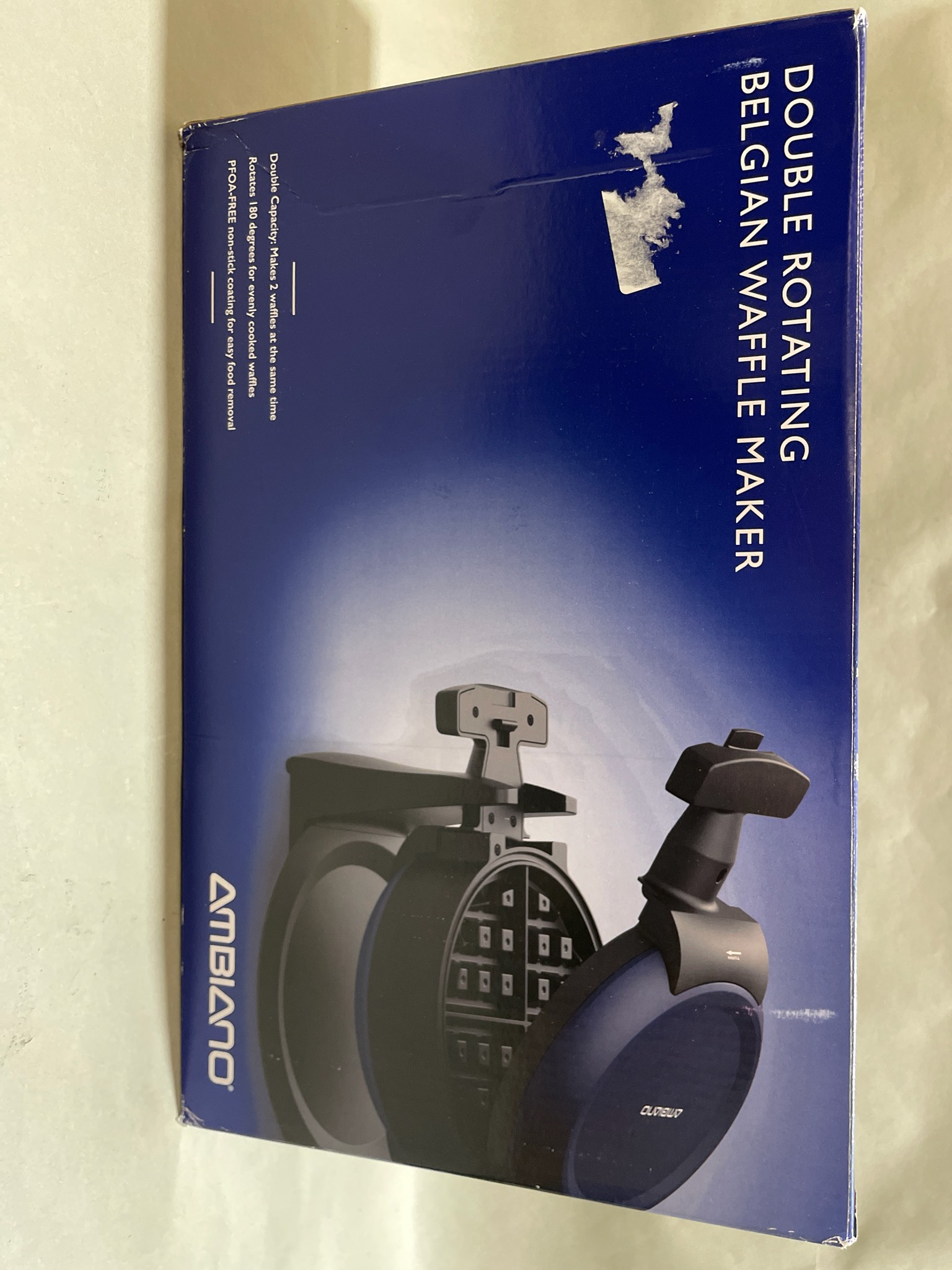 Ambiano Blue Double Rotating Belgian Waffle Maker