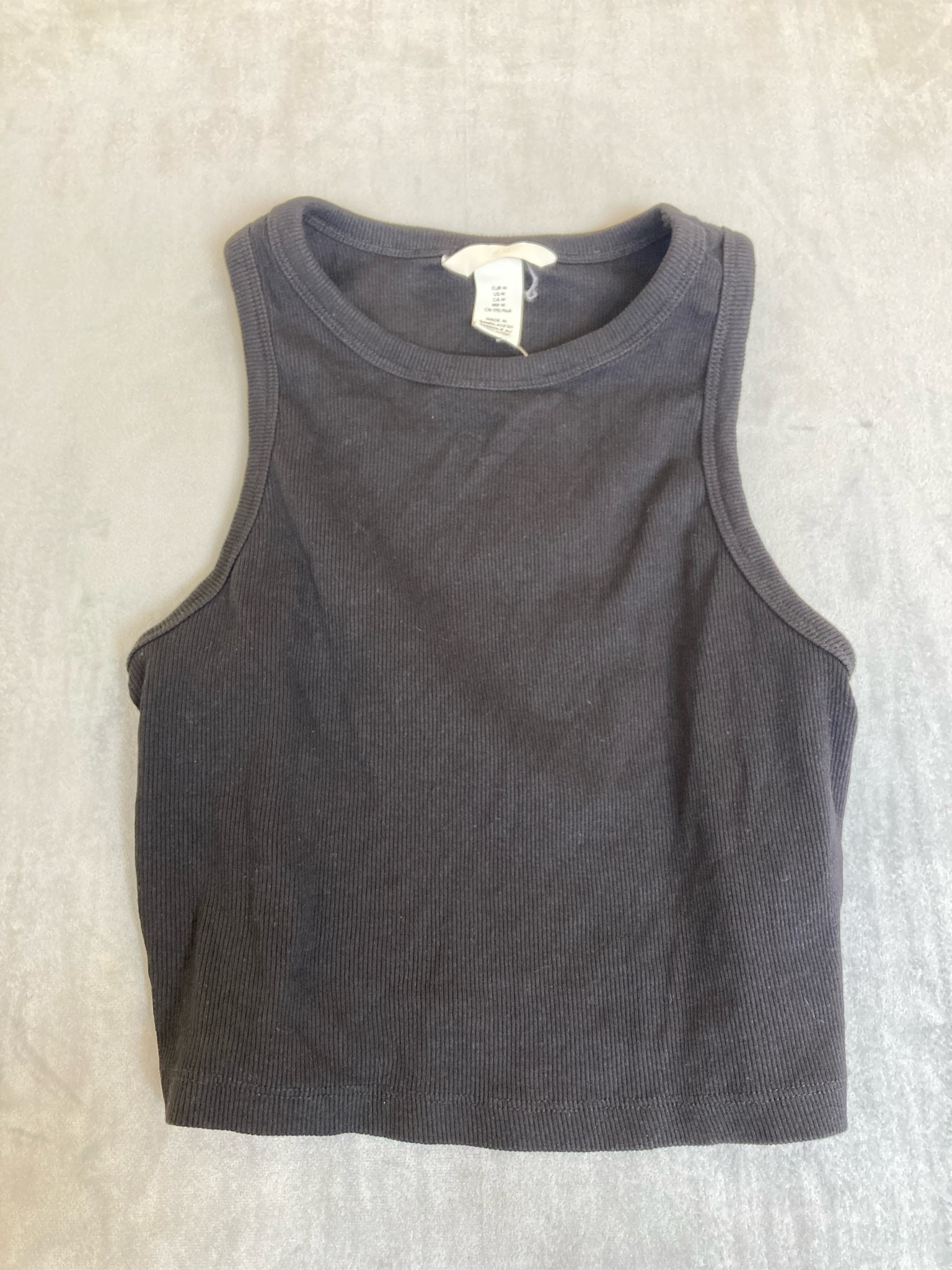 H&M Black Ribbed Knit Tank Top Size Medium