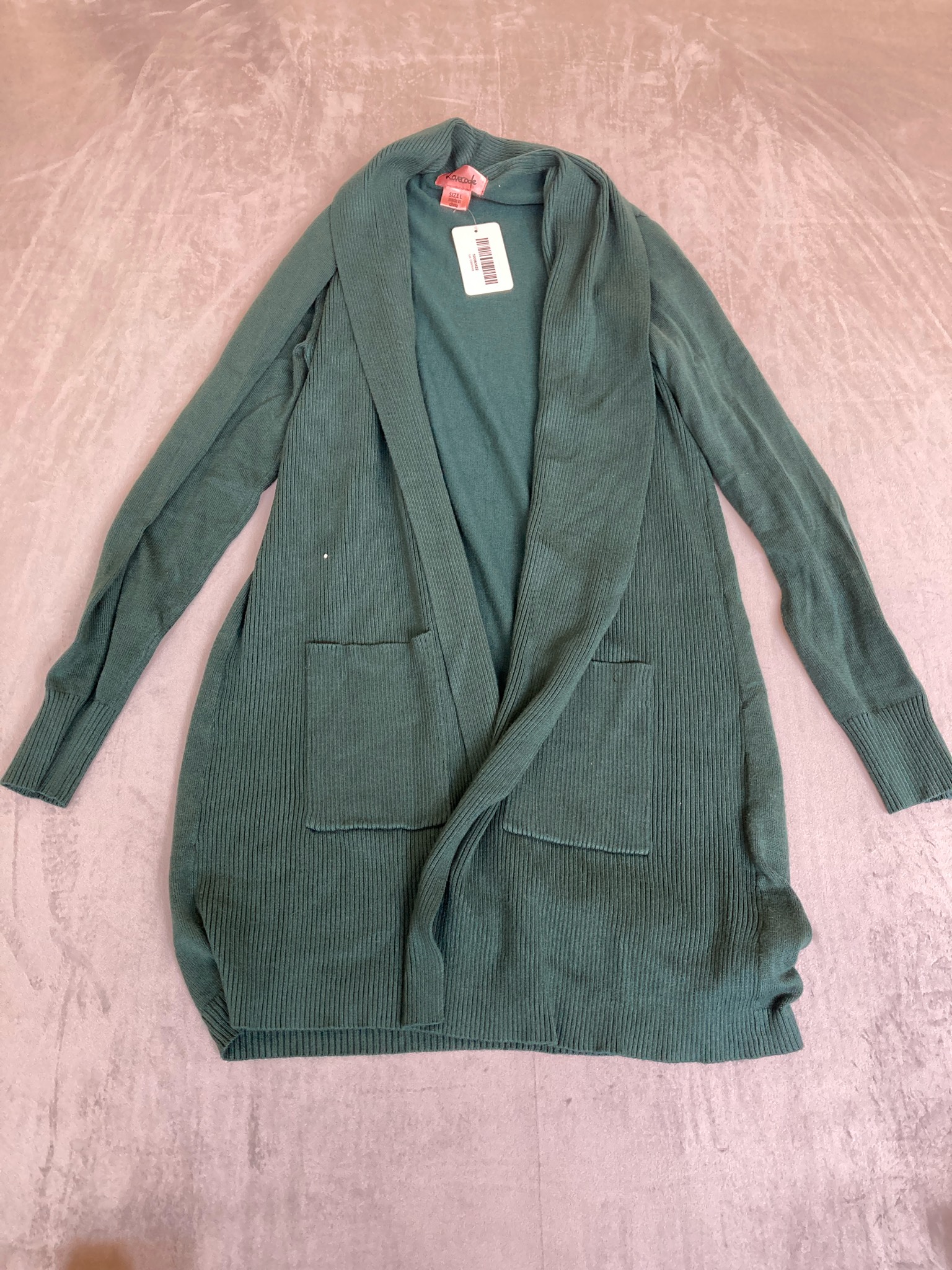 Lovecode Forest Green Rib-Knit Cardigan Size Large