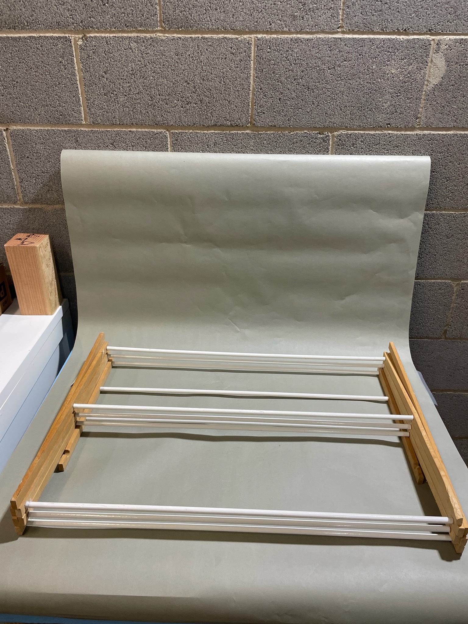 Light Wood and White Folding Clothes Drying Rack