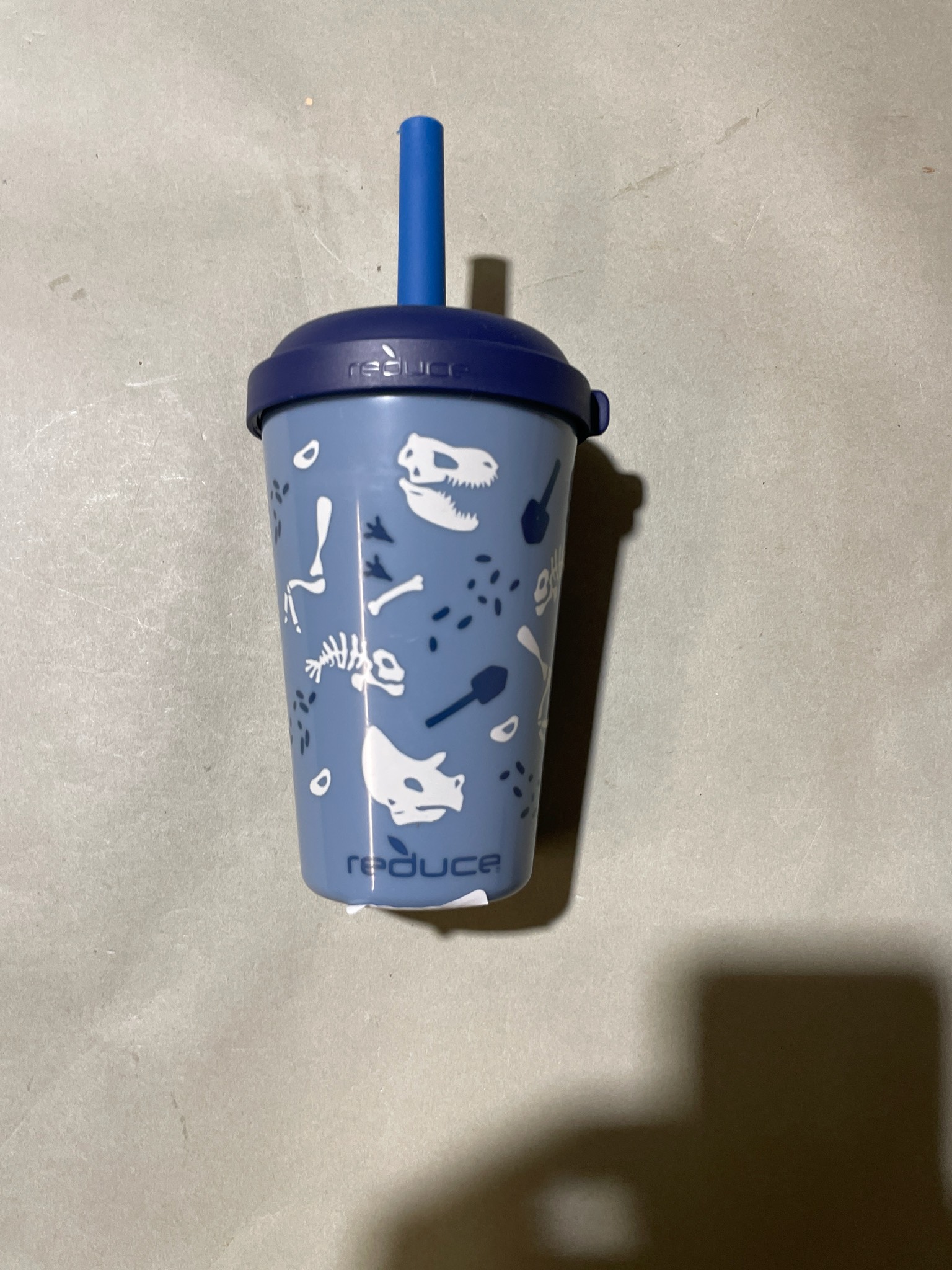 Reduce Light Blue Dinosaur Print Straw Tumbler