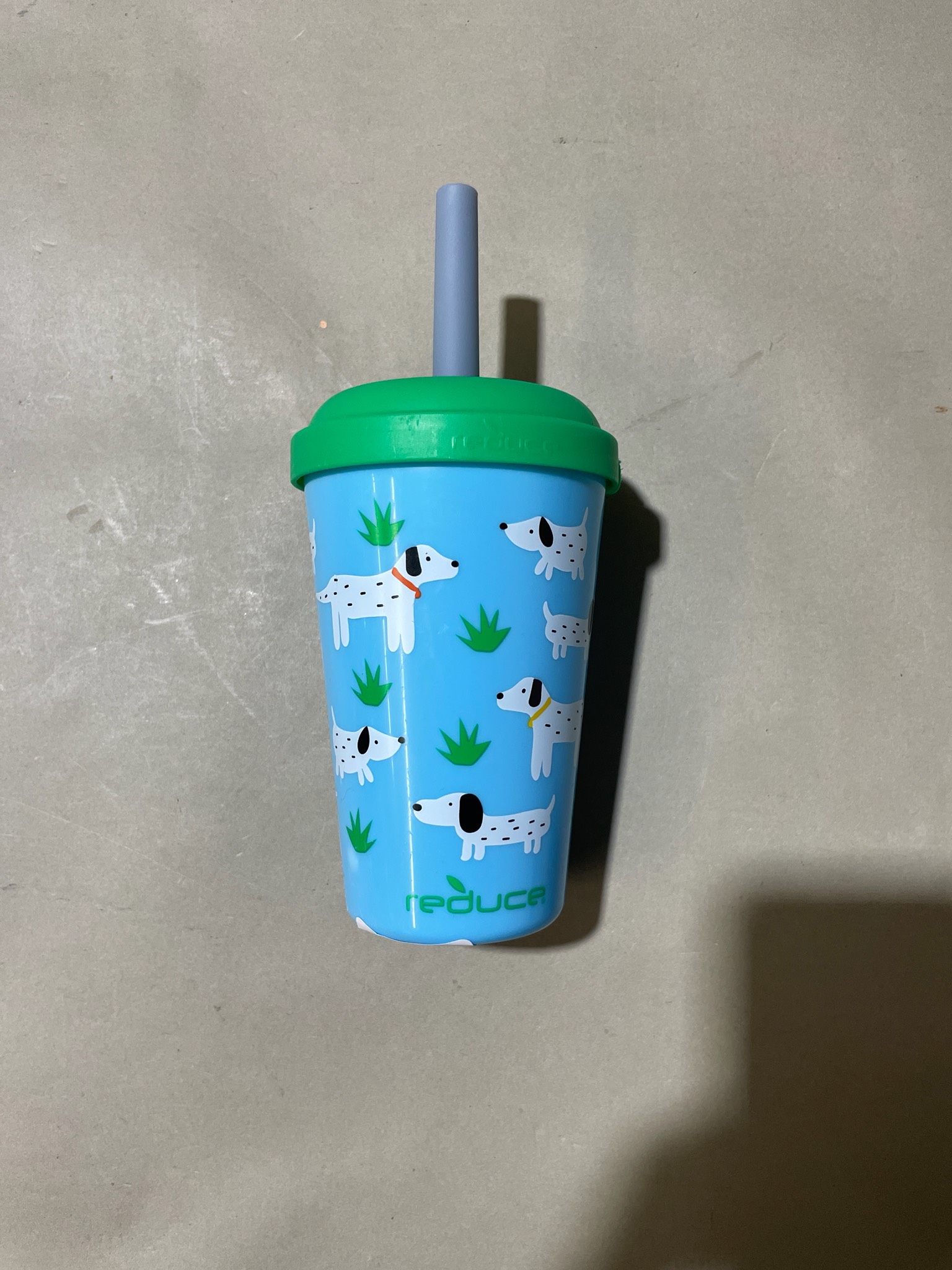Reduce Light Blue Cartoon Dog Straw Tumbler