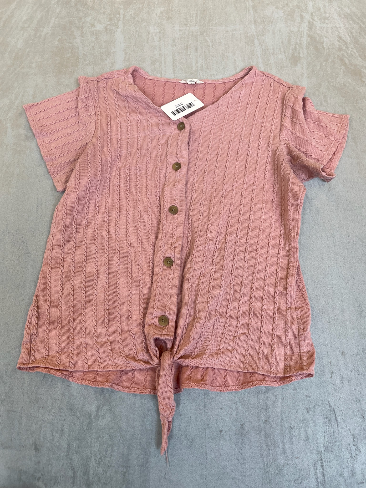 Weatherproof Vintage Dusty Pink Knit Button-Front Top Size M/M