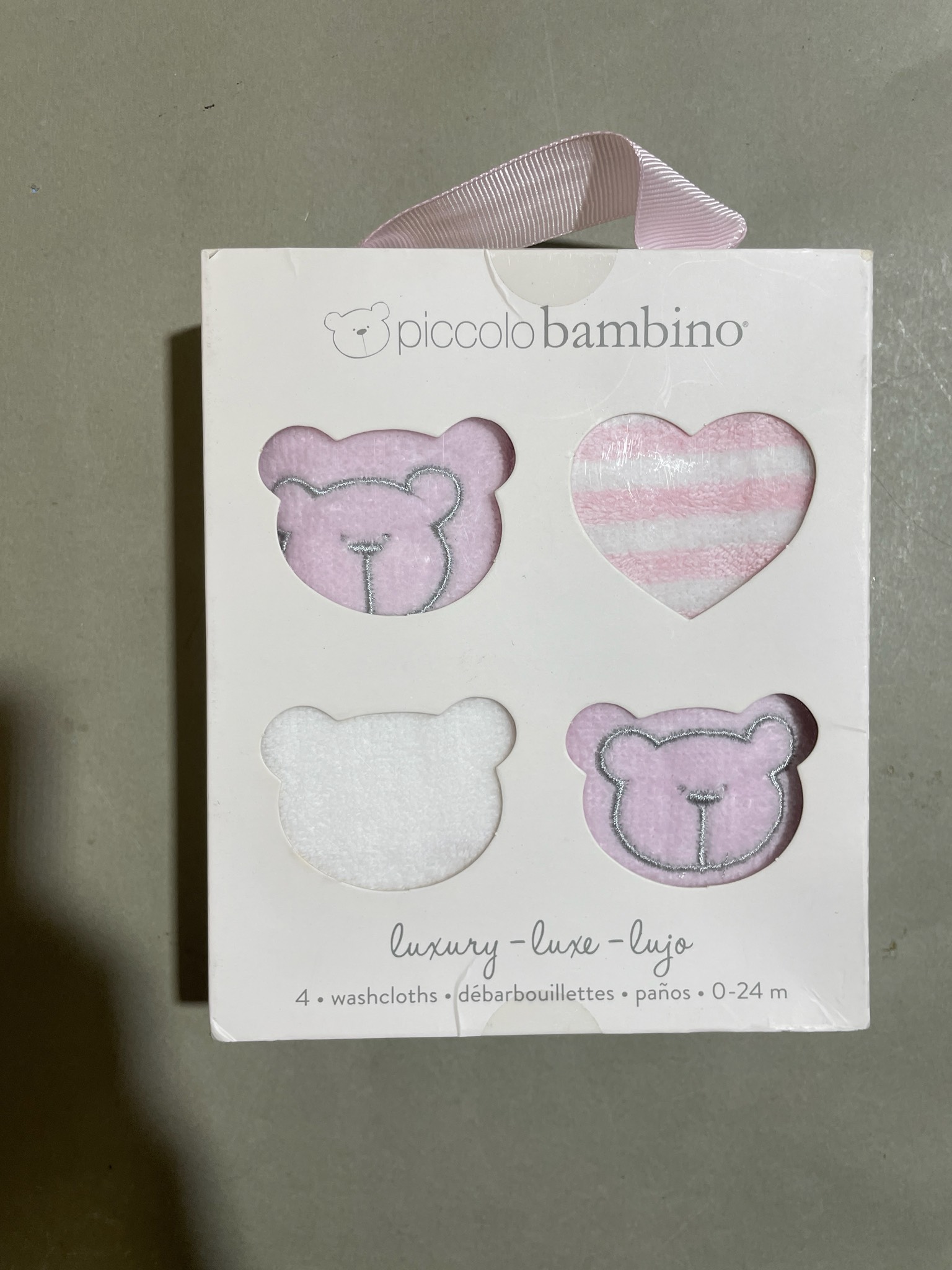 piccolo bambino Pink and White Baby Washcloths Size 9 x 9 in