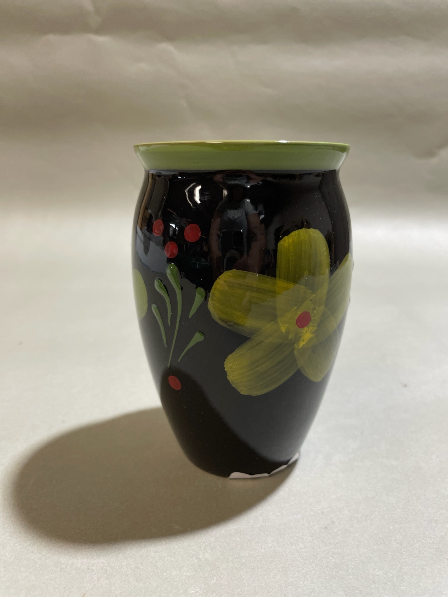 Black Hand-Painted Ceramic Vase